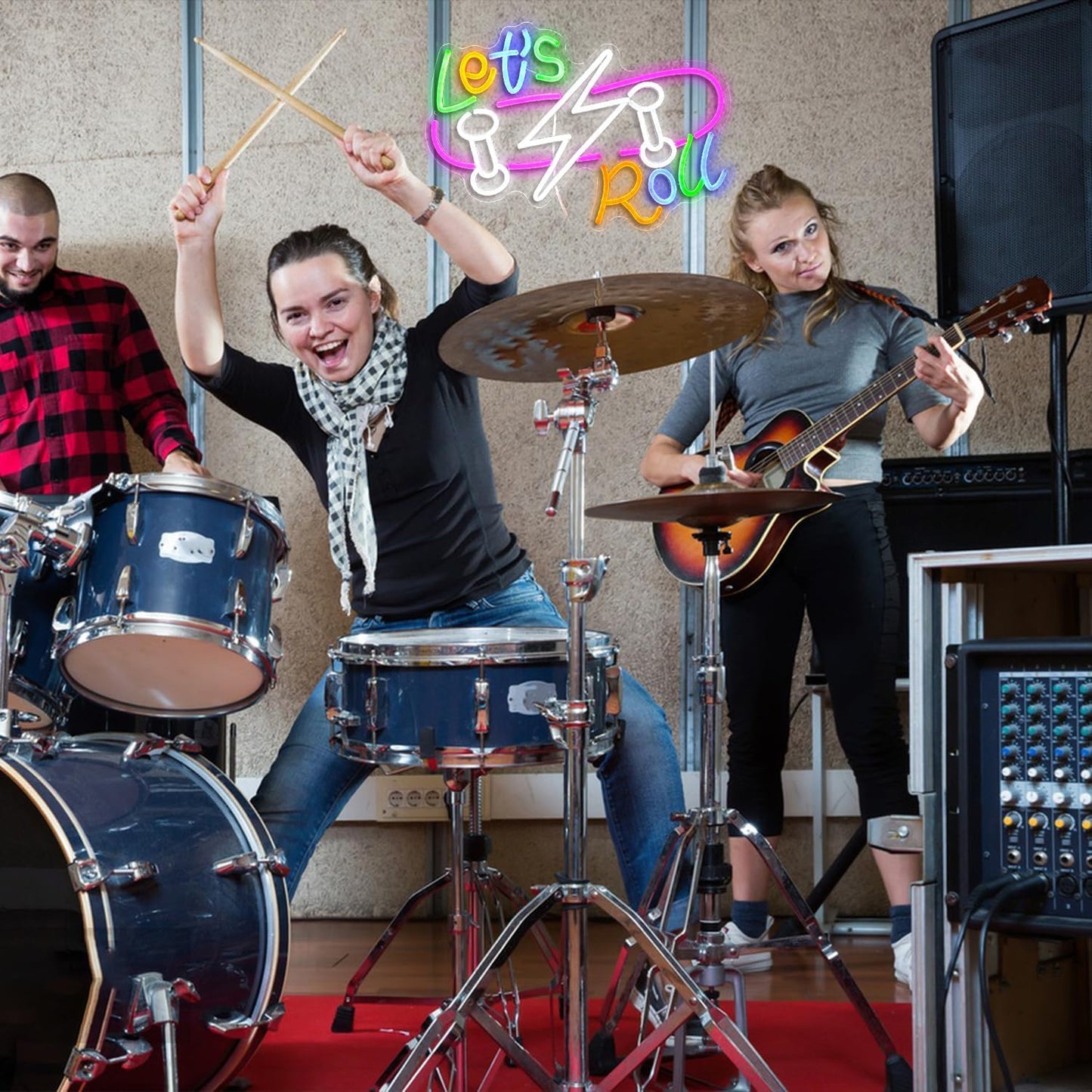 Let’s Roll Neon Sign Dimmable LED Skateboard Sign Light USB Cool Neon Light for Skateboard Shop Sports Bar Party Bedroom (16.5 * 12.2 In)