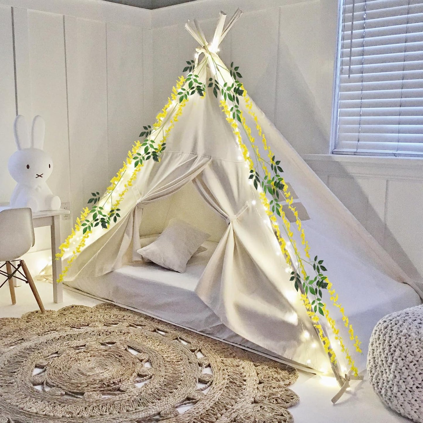 12 Pack Yellow Wisteria Hanging Flowers, 3.44 Ft Fake Hanging Flowers, Artificial Wisteria Garland Vines for Wedding Room Backdrop Outdoor Patio Garden Decoration