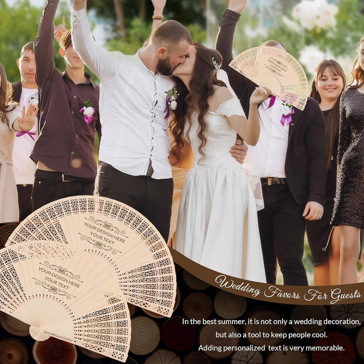 30 PCS Custom Fans Personalized Folding Fans for Line Dancing Wooden Hand Fan Wedding Favors Gift for Guests Personalized Fans for Events