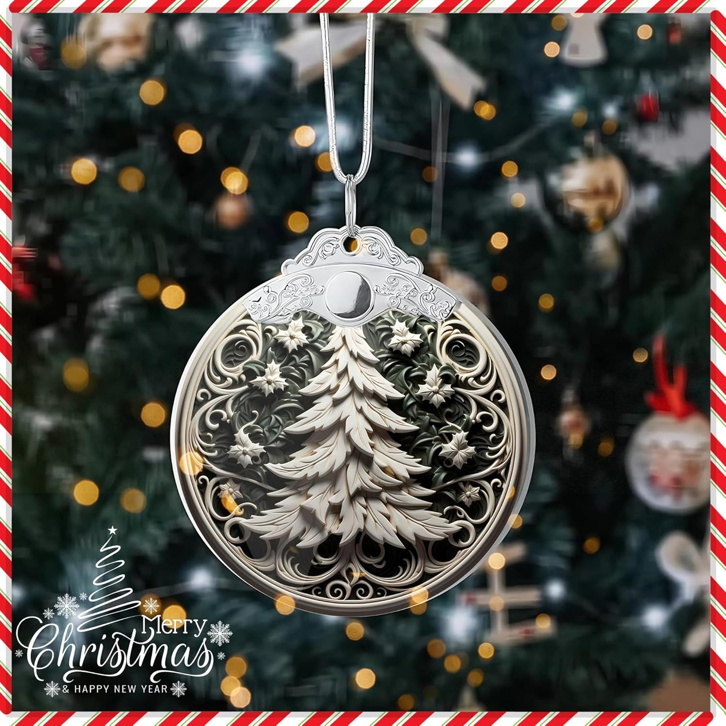 Christmas Ornament 2025, Acrylic Tree Ornament, Unique Christmas Decor, Holiday Ornaments for Tree or Car, Snow Scene Display, Gag Gifts Funny Adult, Christmas Decorations