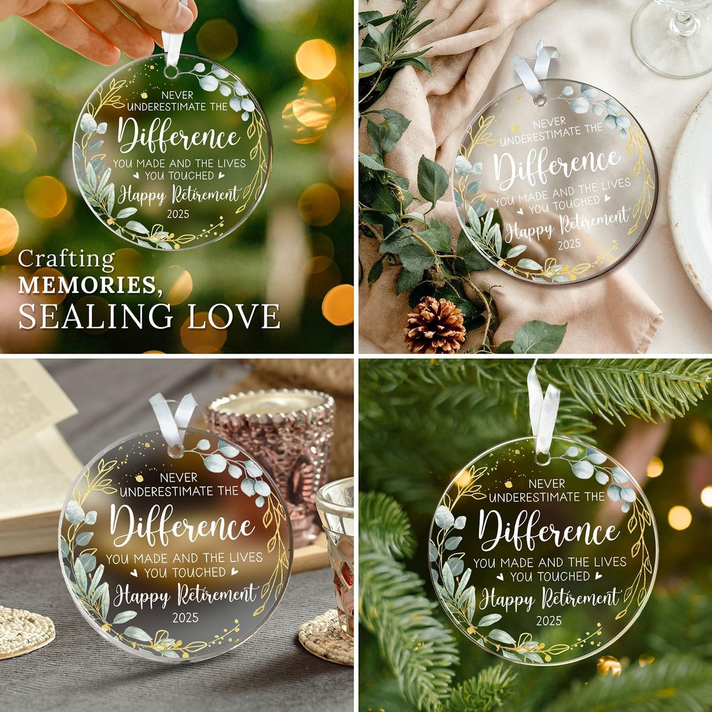 HEXMOZ Retirement Gifts - Retirement Gifts for Women, Men 2025 - Retired Ornament 2025 - Retired Gift for Coworker, Boss, Employee, Teacher, Nurse, Woman, Man - Acrylic Christmas Ornament Keepsake