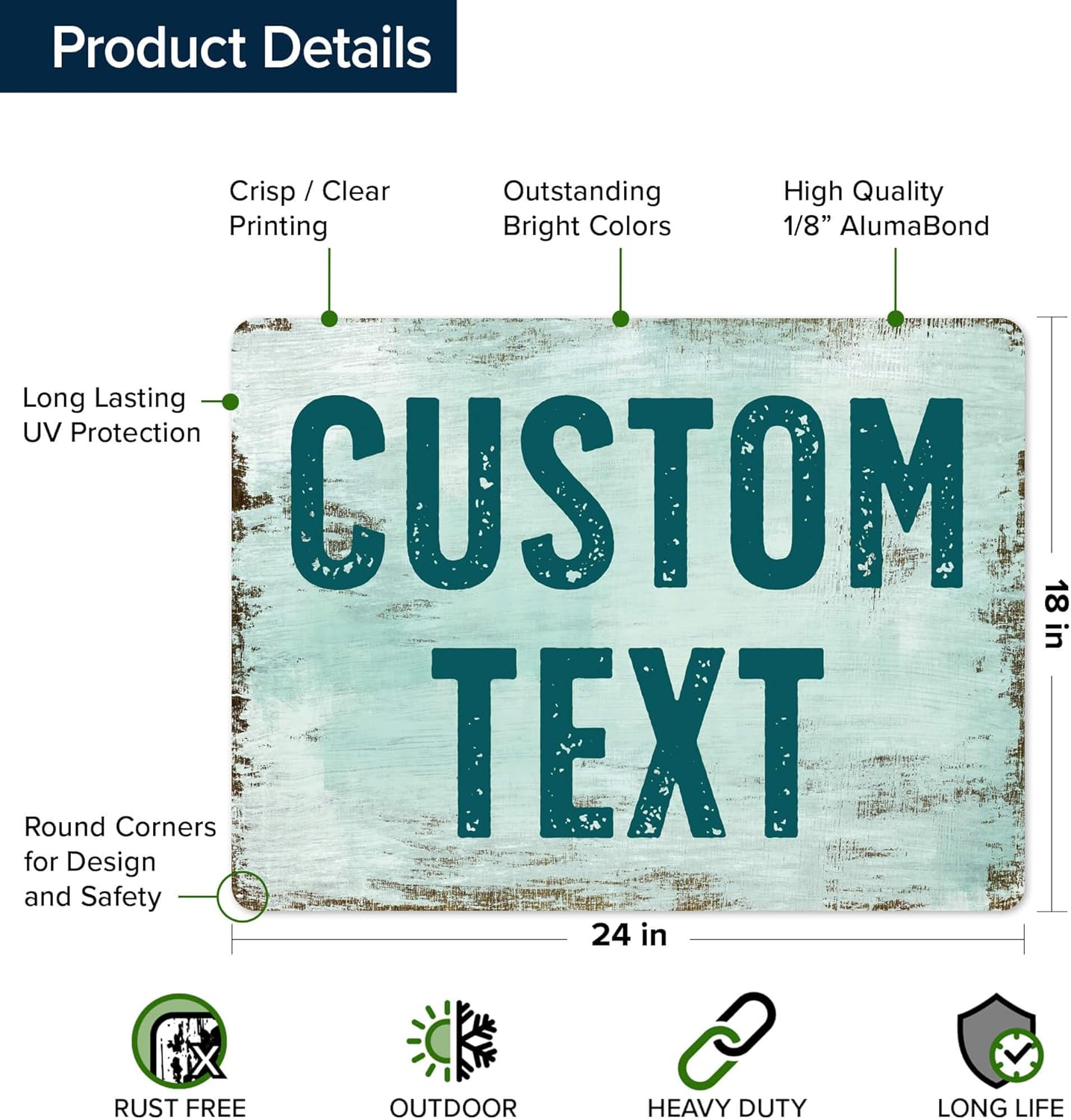 Custom Sign, Custom Street Sign, 11 Font Colors, 13 Font Styles, 4 Hole Options, 22 Sizes, 18x24 Inches, Rust Free DiBound, Fade Resistant, Made in USA by My Sign Center (Shabby Chic)