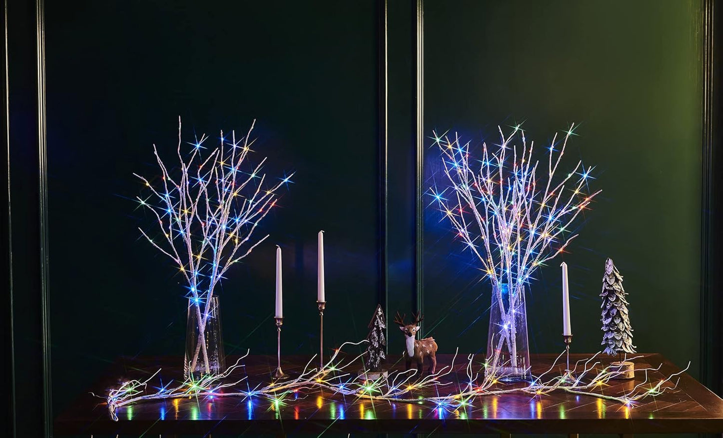 LITBLOOM Lighted Birch Branches Battery Operated with 8 Functions 30IN 100 Multi Color and Warm White Lights for Christmas Holiday Party Decoration Indoor Outdoor