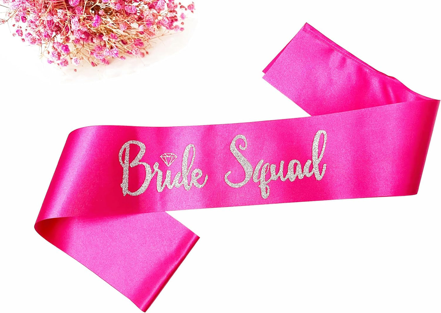 Bride Squad Sashes, 6 Pack Silver Glitter Bachelorette Party Sash for Bridal Shower Wedding Party Accessories Supplies Engagement Gifts Hot Pink