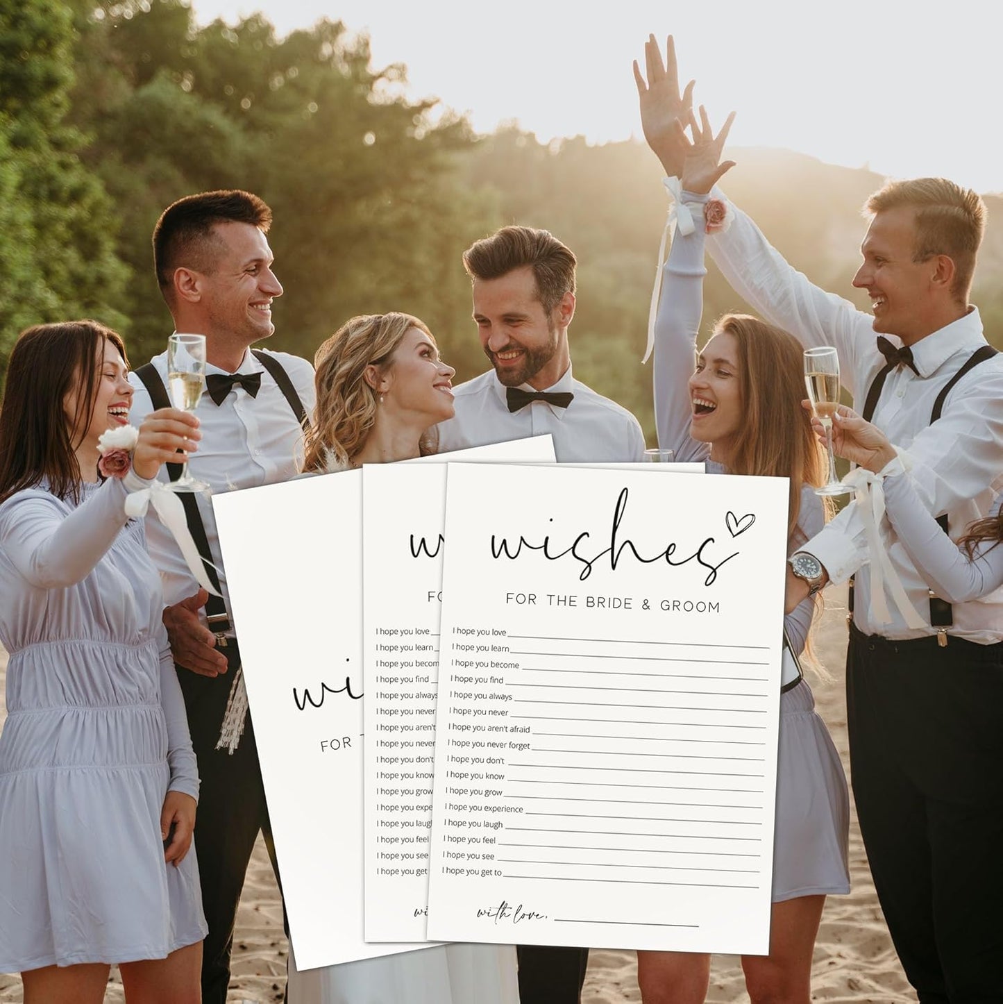 Bridal Shower Games, Wishes for The Newlyweds, 25Pcs Minimalist White Double-Sided Bridal Game Cards, Wedding Shower Games for Guests, Engagement Bachelorette Party Supplies - A23