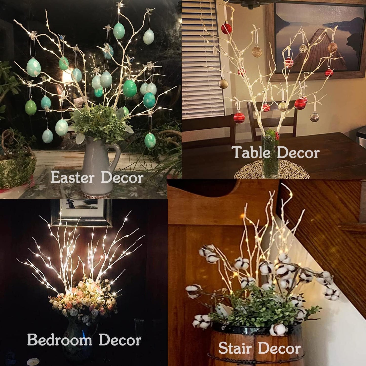 BAOLITVINE Lighted Birch Branches with Timer 70 Fairy Lights 18IN, Twig Lights for Indoor Outdoor Home Christmas Wedding Vase Decorations