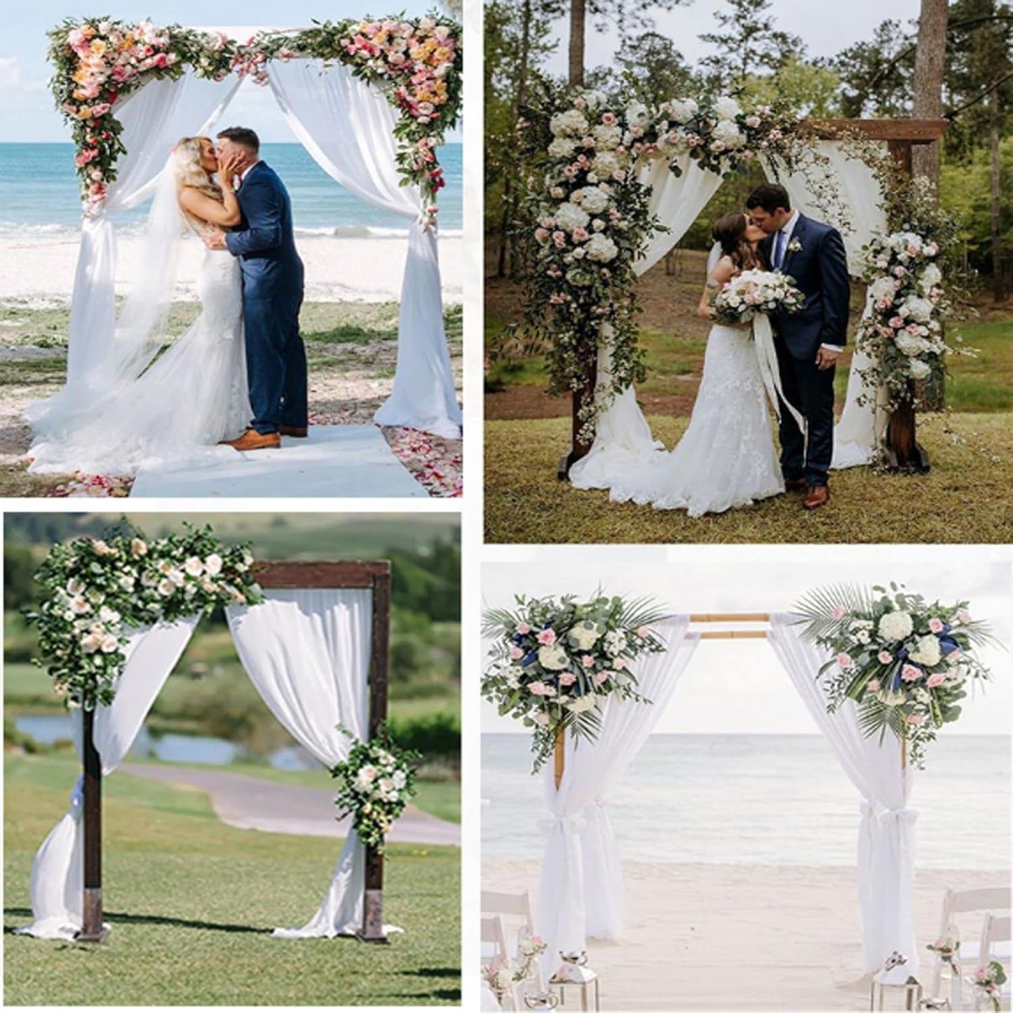 2 Pack White Backdrop Curtain for Wedding Photo Photoshoot Birthday Party Christmas Decorations (27" W x 120" L (Pack of 2))