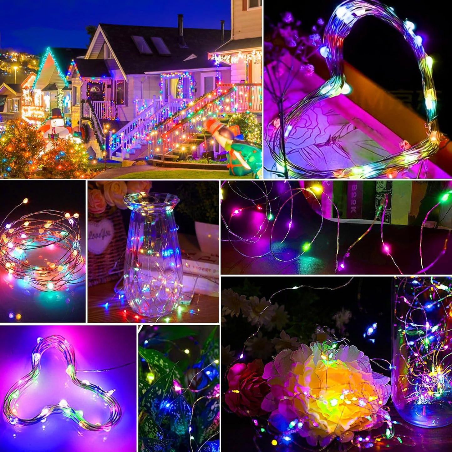 pozzolanas 12 Pack Multicolor Battery Operated String Lights - 7ft Waterproof Fairy Lights with 20 LEDs for Home, Mason Jar, Party, Wedding, Halloween, Christmas Decorations