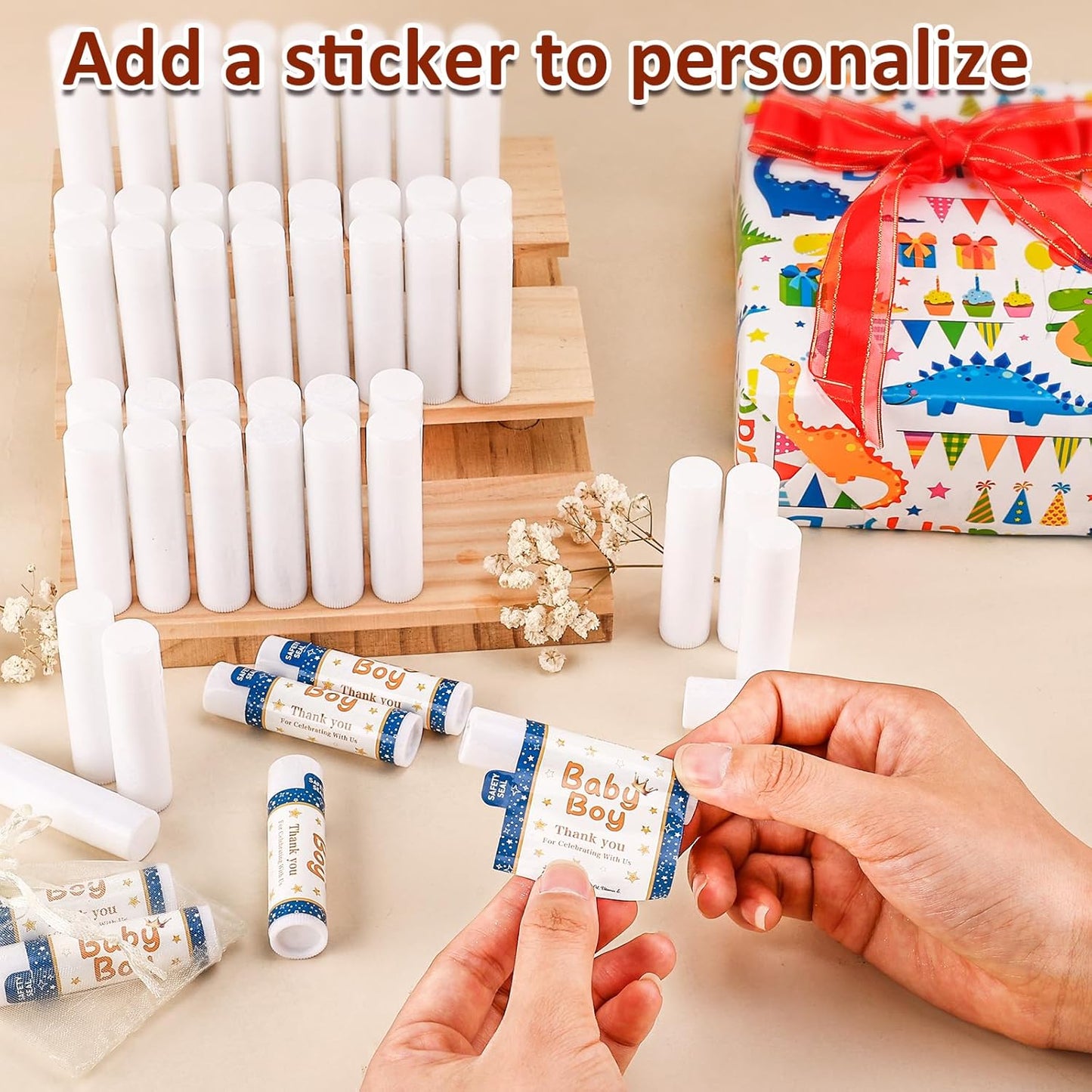 60 Pack Lip Balm Unlabeled, Natural Lip Balm Bulk Blank Tube, Personalized Lip Balms for Party Favors Adults and Bridal Shower Favors or Baby Shower Gifts-5 Flavors