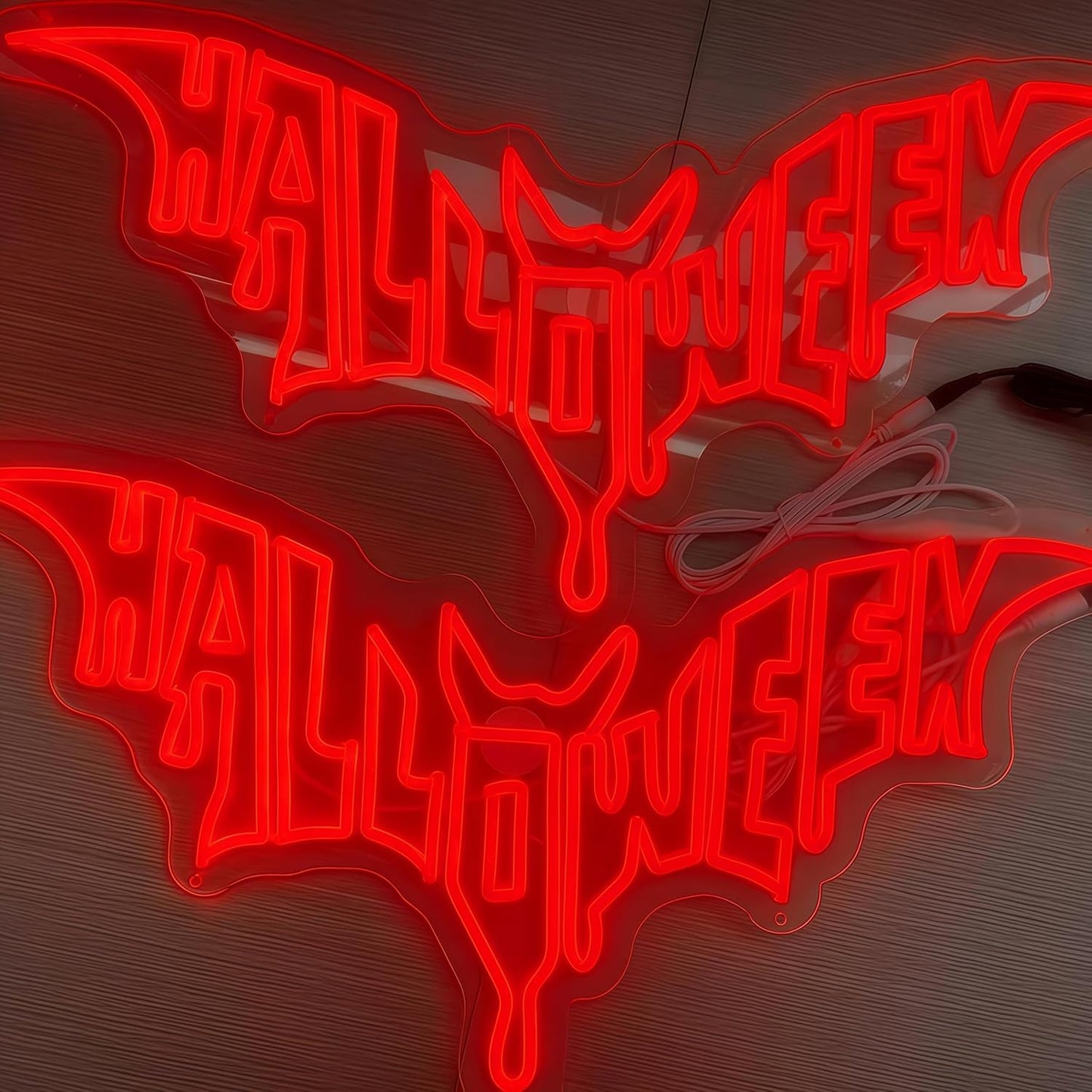 Halloween Bat Shaped Neon Sign Spooky Red LED Wall Decor For Haunted House Party Gothic Bar Room Glowing Halloween Decoration Outdoor Use Bedroom Home Decor Bar LED Decoration Light-Orange