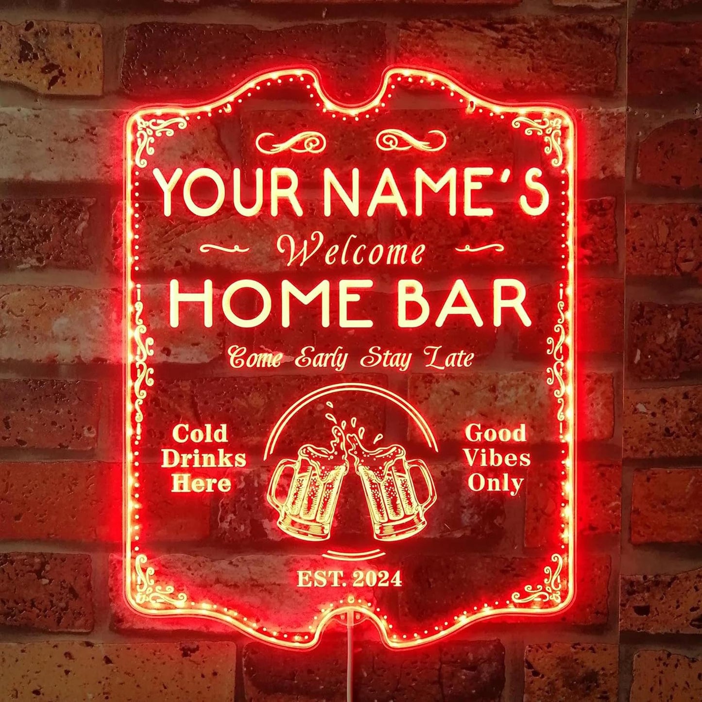 ADVPRO Personalized Your Name Home Bar RGB Dynamic Glam LED Sign - Cut-to-Edge Shape - Smart 3D Decoration - Multicolor Signage st06s43-fnd-p11b-tm-c