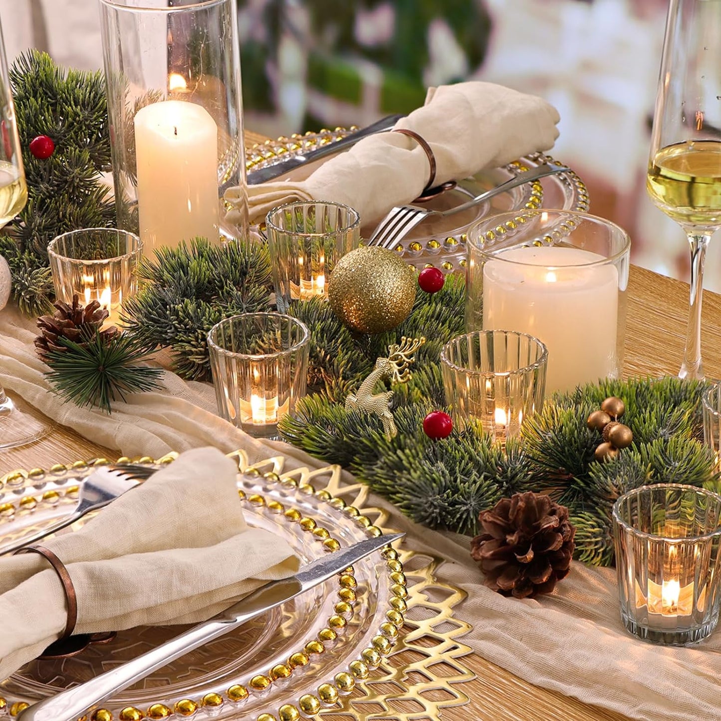 8pcs Vintage Ribbed Votive Candle Holders, Glass Candle Holder for Wedding Table Decor, Tea Lights Candle Holder for Table Centerpiece, Christmas, Holiday Decor