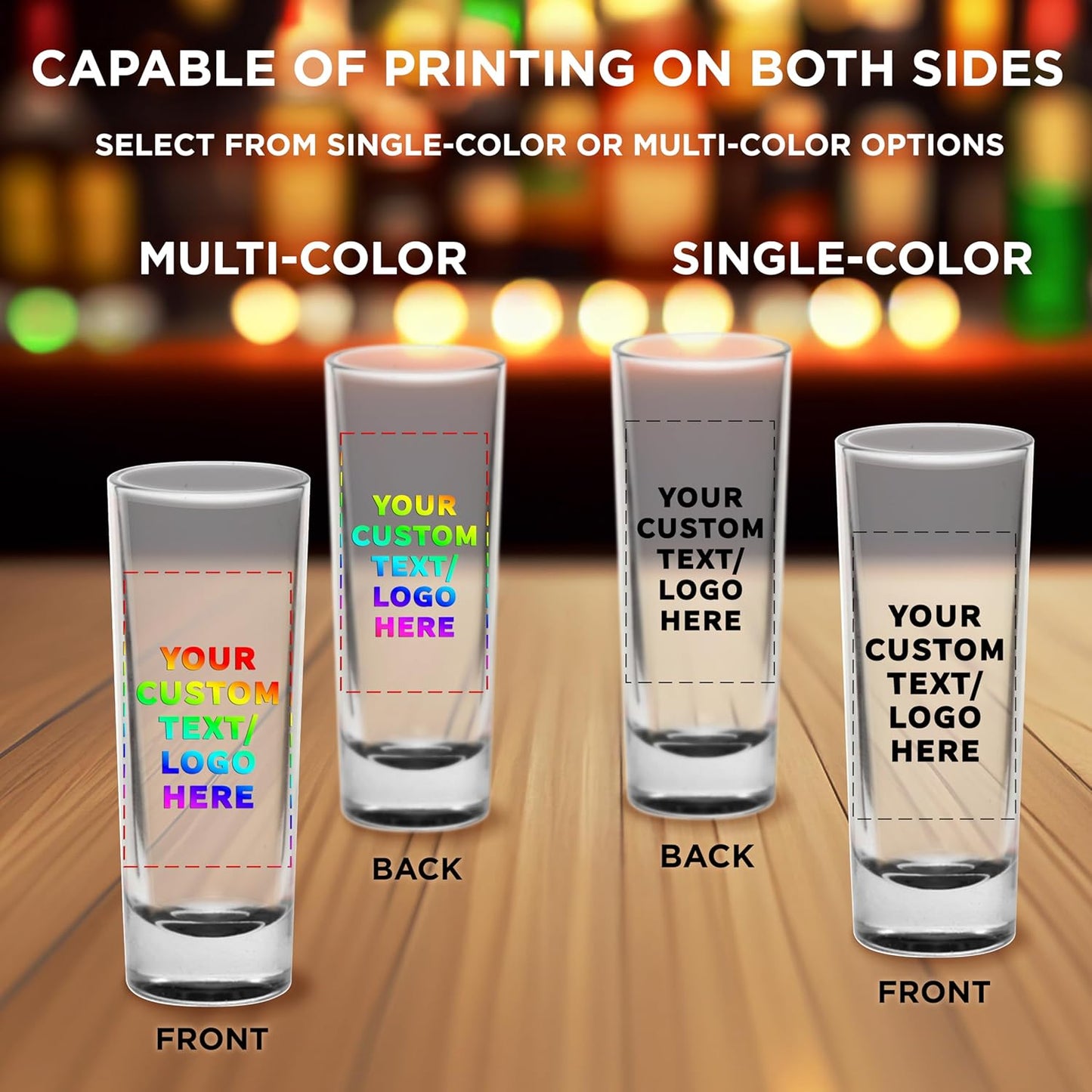 Custom Cordial Shooter Shot Glasses 2 oz. Set of 10, Personalized Bulk Pack - Great for Birthdays, Parties, Indoor & Outdoor Events - Black