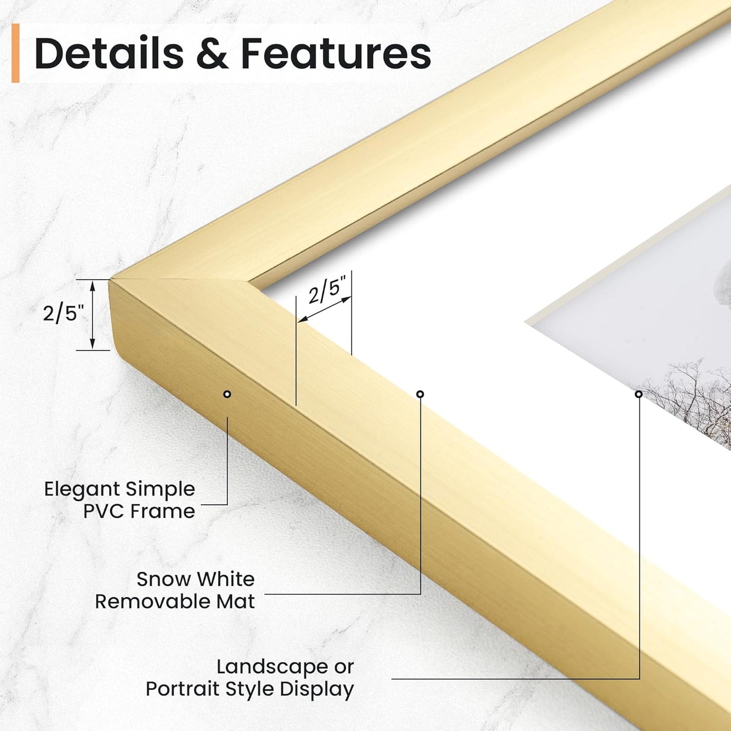 4x6 inch Picture Frame, 4x6 Photo Frames with 3.5x5 Removable Mat - High Definition Plexiglass - Vertical and Horizontal Display - Wall Hanging Frame - Gold, 12 Pack