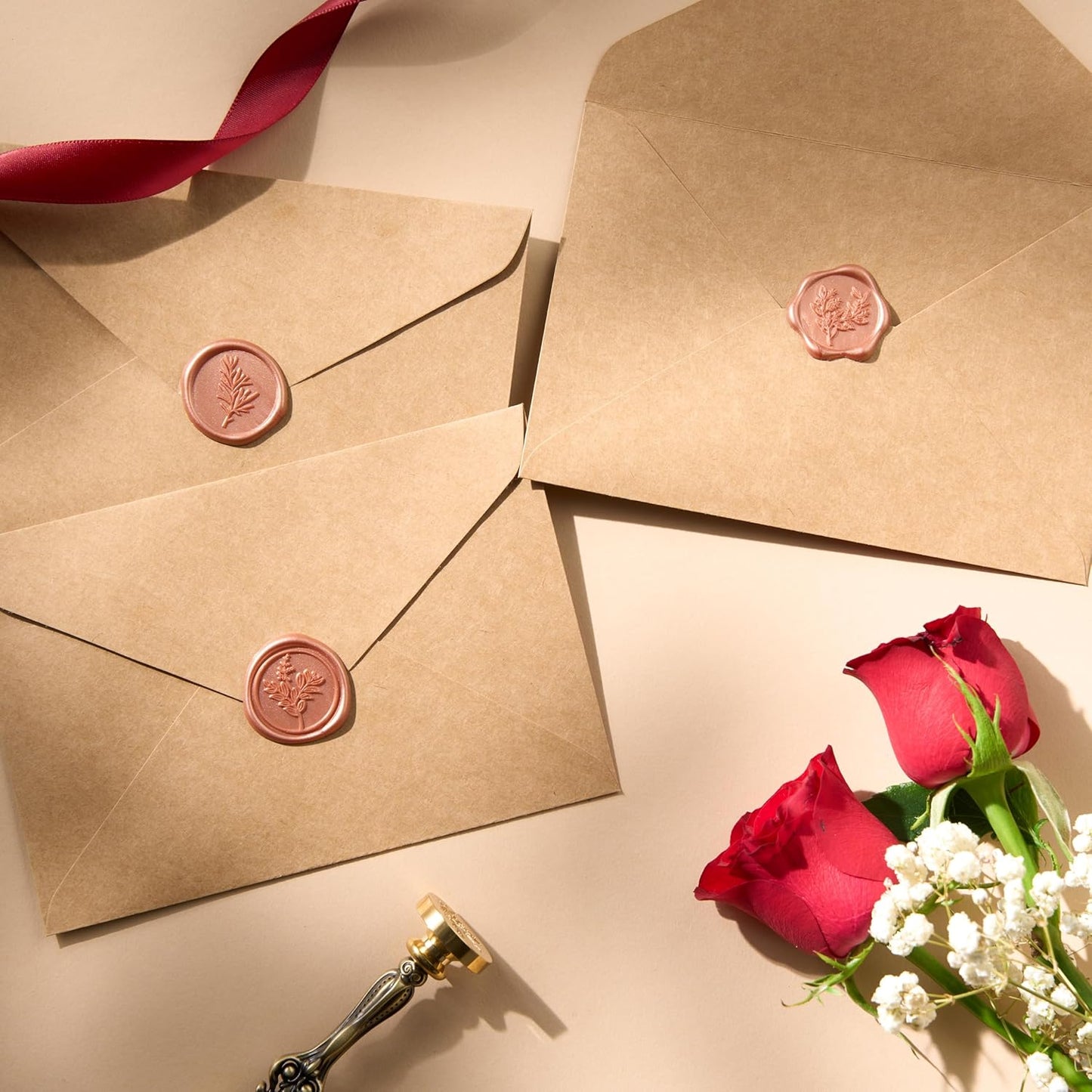 Wax Seal Stickers (60 Pcs, 3 Designs in 1 Pack) Premium Envelope Seal Stickers for Wedding Invitation Envelopes, Adhesive Wax Seals, Perfect for Seating Chart, Gift Wrapping