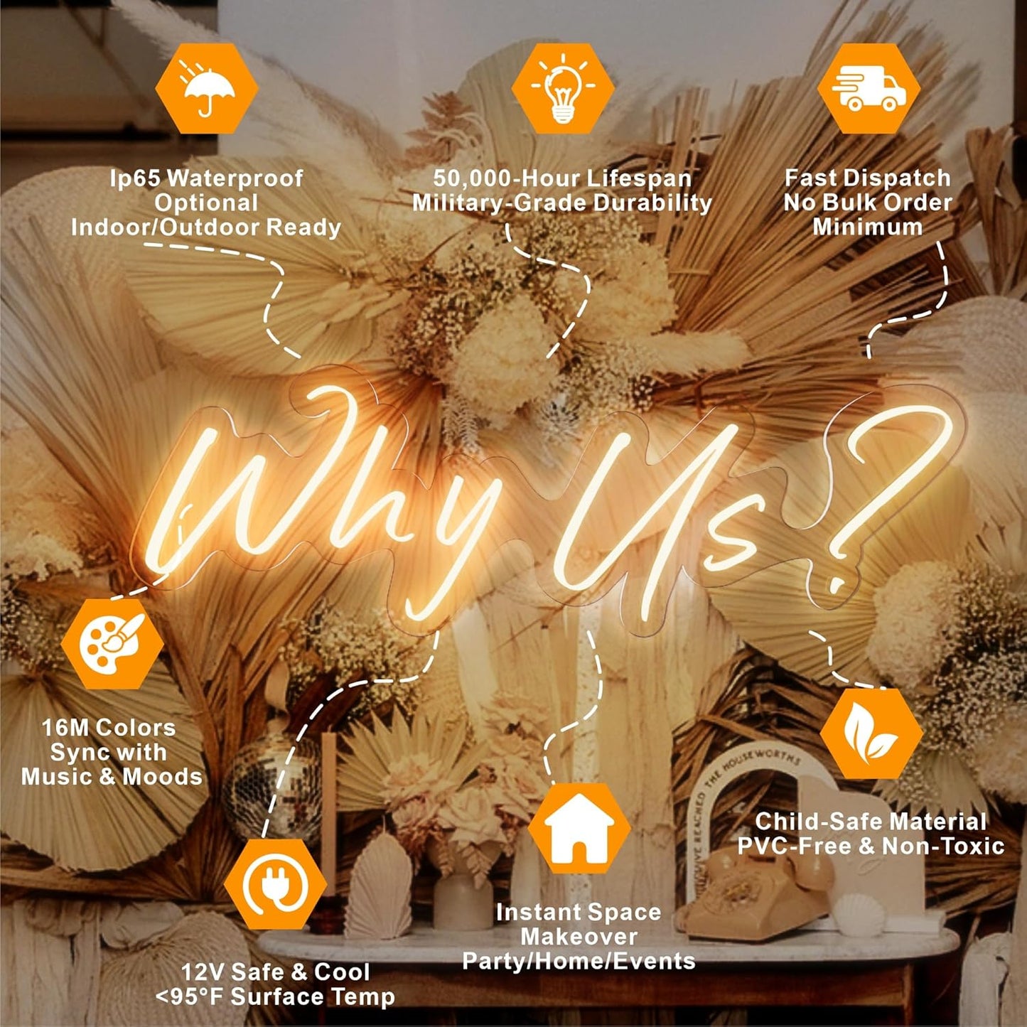 MOLCOVEX Custom Neon Signs – Personalized LED Neon Lights for Weddings, Customizable Neon Name Sign for Bedroom, Business Logos, Birthday Parties & Holiday Gifts