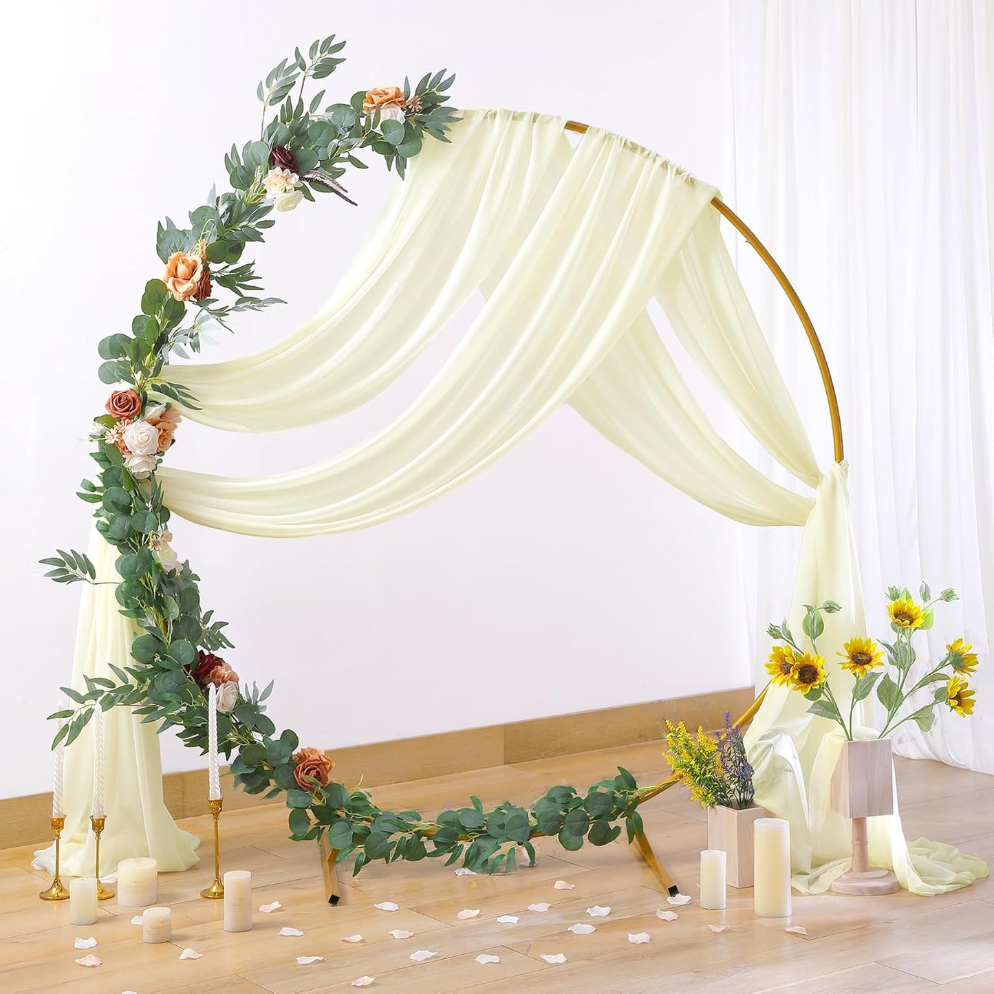 1 Panels Wedding Arch Draping Fabric Ivory Sheer Backdrop Curtain Arch Drape for Wedding Ceremony Reception,Bridal Shower Party Decorations 28" X 19ft