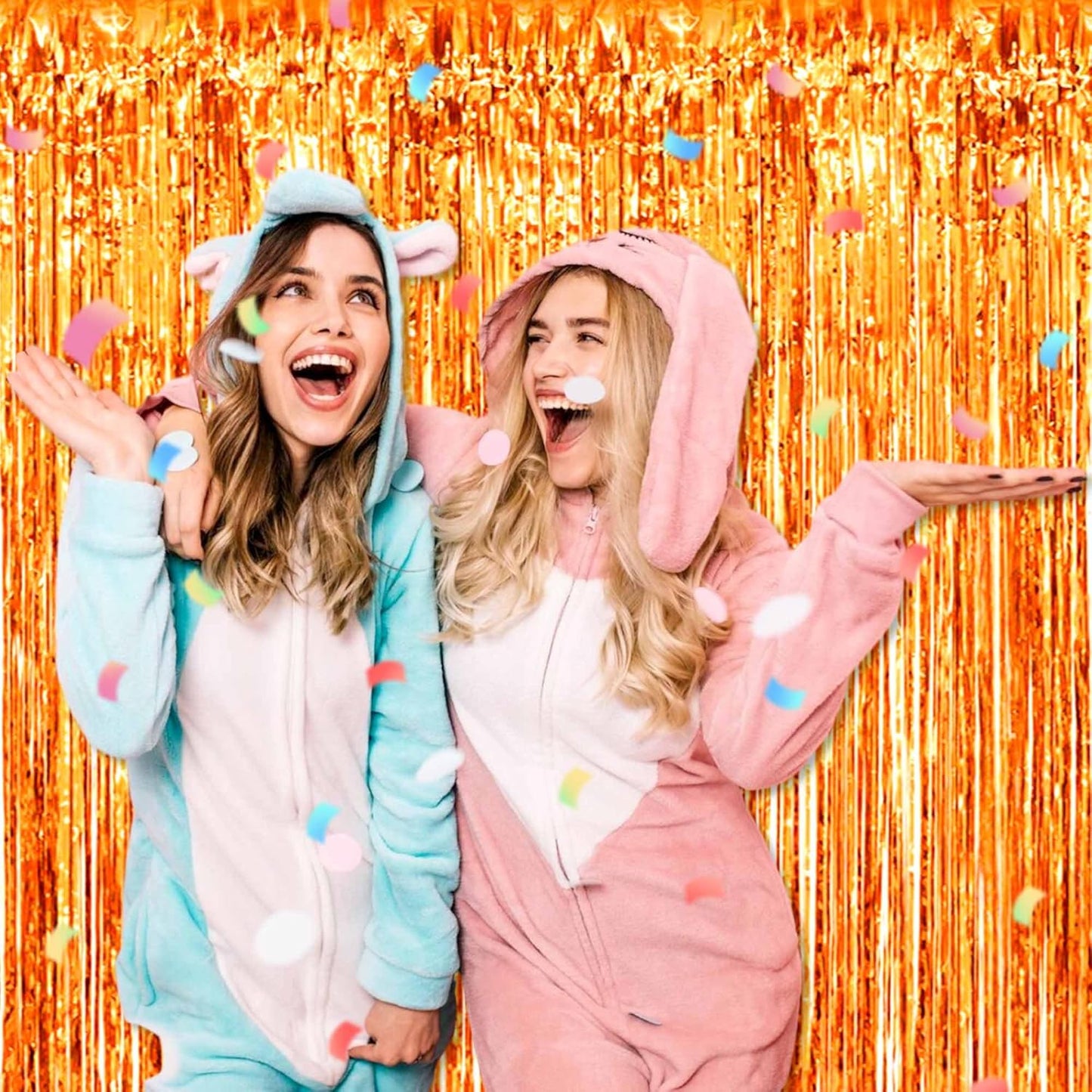 6 Pack Orange Foil Fringe Curtains Backdrop, 3.28 x 8.2 Ft Metallic Streamers Tinsel Curtains Background for Photo Booth, Birthday, Weddings, Carnivals, Graduation, Themed Party Decorations