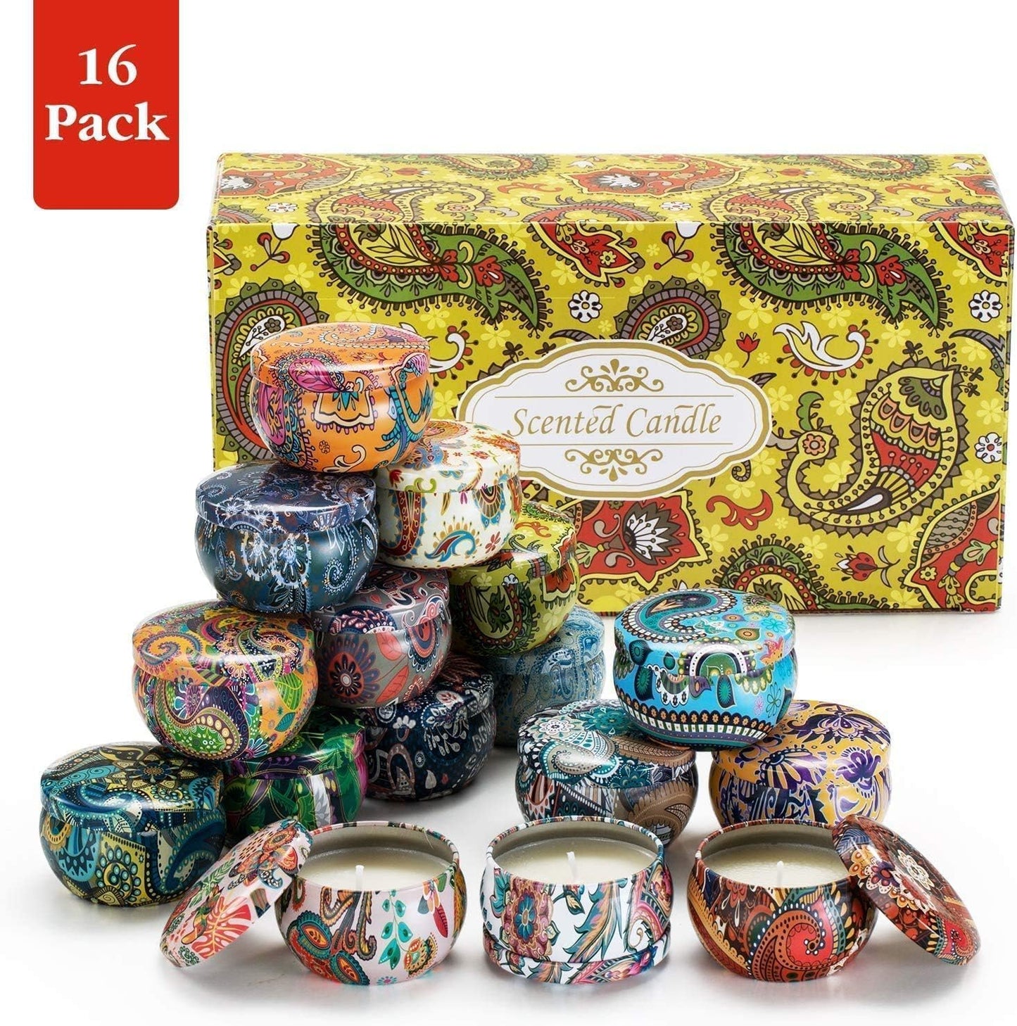 16 Pack Scented Candles Gift Set for Woman, Jar Candle, 2.5 oz Soy Wax Tin Candle-Ideal Gift for Travel Home Décor
