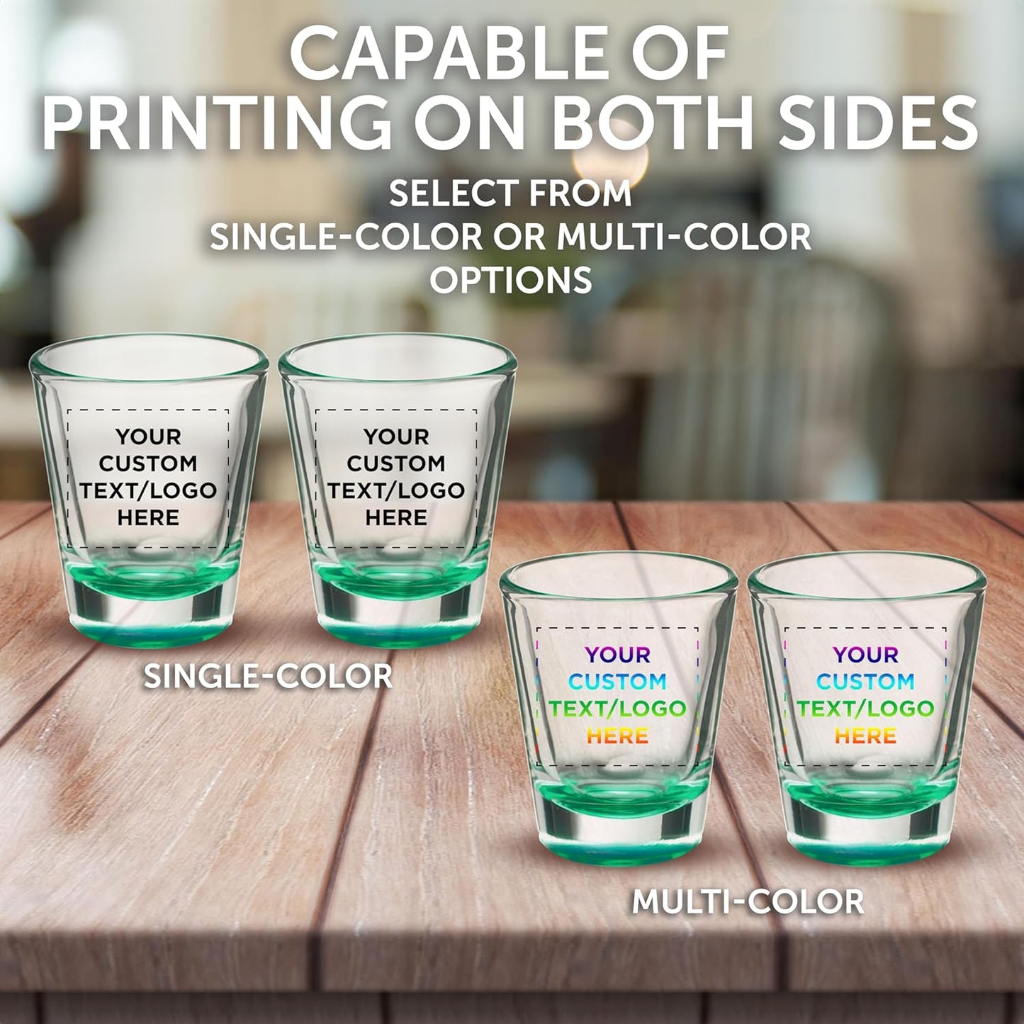 Custom Shot Glasses 1.75 oz. Set of 10, Personalized Bulk Pack - Great for Wedding Favors, Bachelorette Party Decorations, Party Fovors, Color Bottom - Green