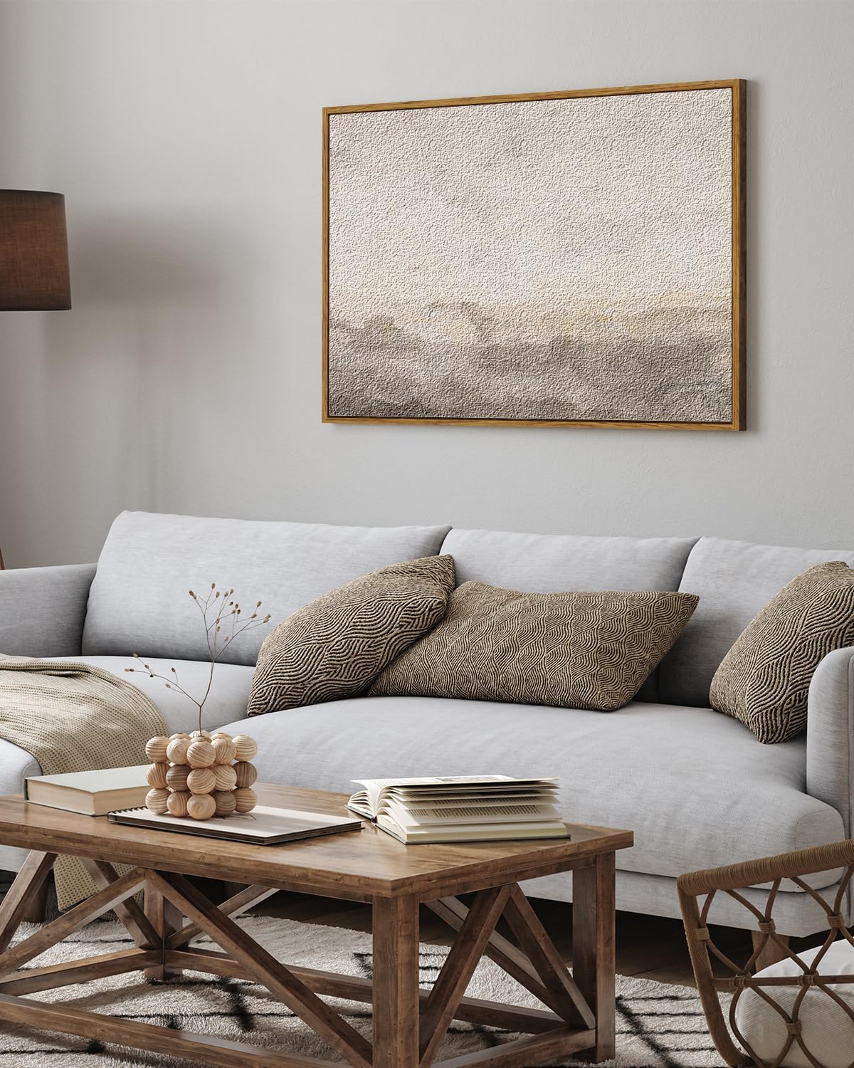 ARPEOTCY Large Framed Canvas Wall Art, 24x36 Inch, Modern Minimalist Abstract Art Prints, Contemporary Neutral Beige Decor for Living Room Hallway Bedroom Fireplace, Sandstone Textured Decor