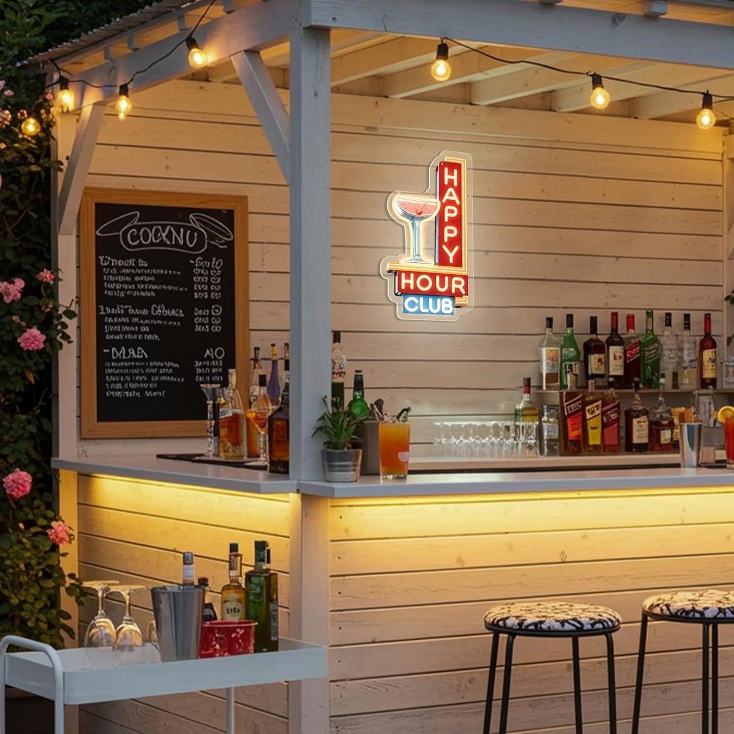 Happy Hour Neon Signs Dimmable Retro Led Happy Hour Club Neon Light for Bar Club Pub Party USB Powered Neon Light Sign Man Cave Gifts