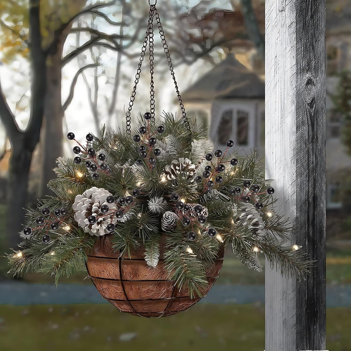 40 Pcs Artificial Berry Stems Branches, Halloween Black Faux Holly Berries Picks Ornaments for Christmas Tree Wreath DIY Craft Decorations Holiday Home Decor (40, Black)