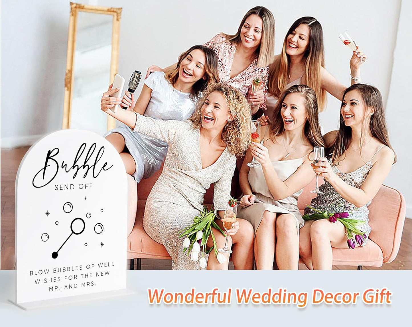 Bubble Send Off Sign for Wedding, White Arch Acrylic Sign, Wedding Reception Decorations, Bridal Shower Decor, Engagement Party Decor, Centerpiece Table Decorations Party for Bride and Groom-20