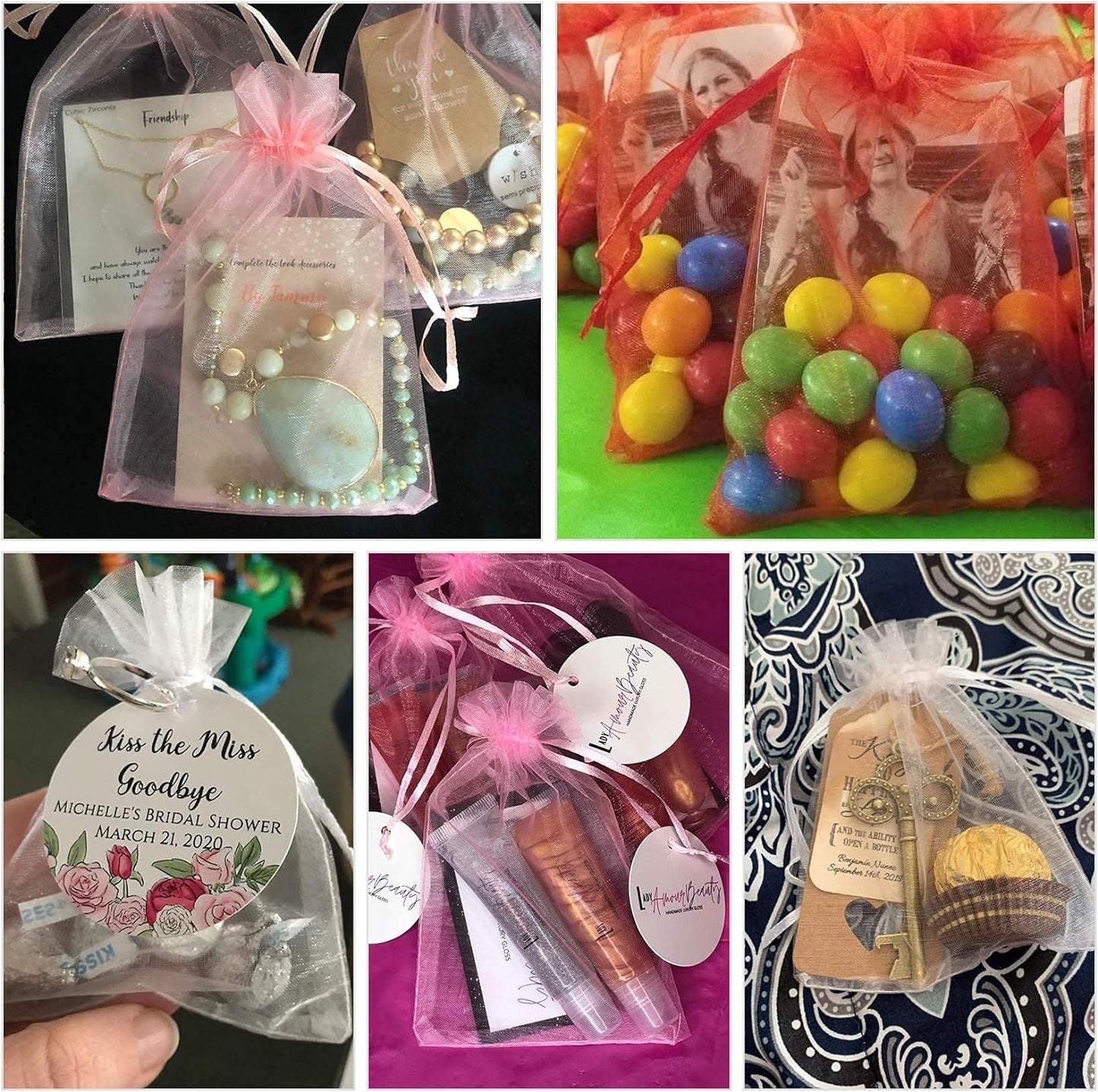 ANZNKU 50 Pack Organza Bags 4 x 6 inch Small Bags, Favor Bag, Sheer Mesh Bag, White Gift Pouches with Drawstring, Organza Favor Pouches, Packaging Pouch for Wedding Party Christmas