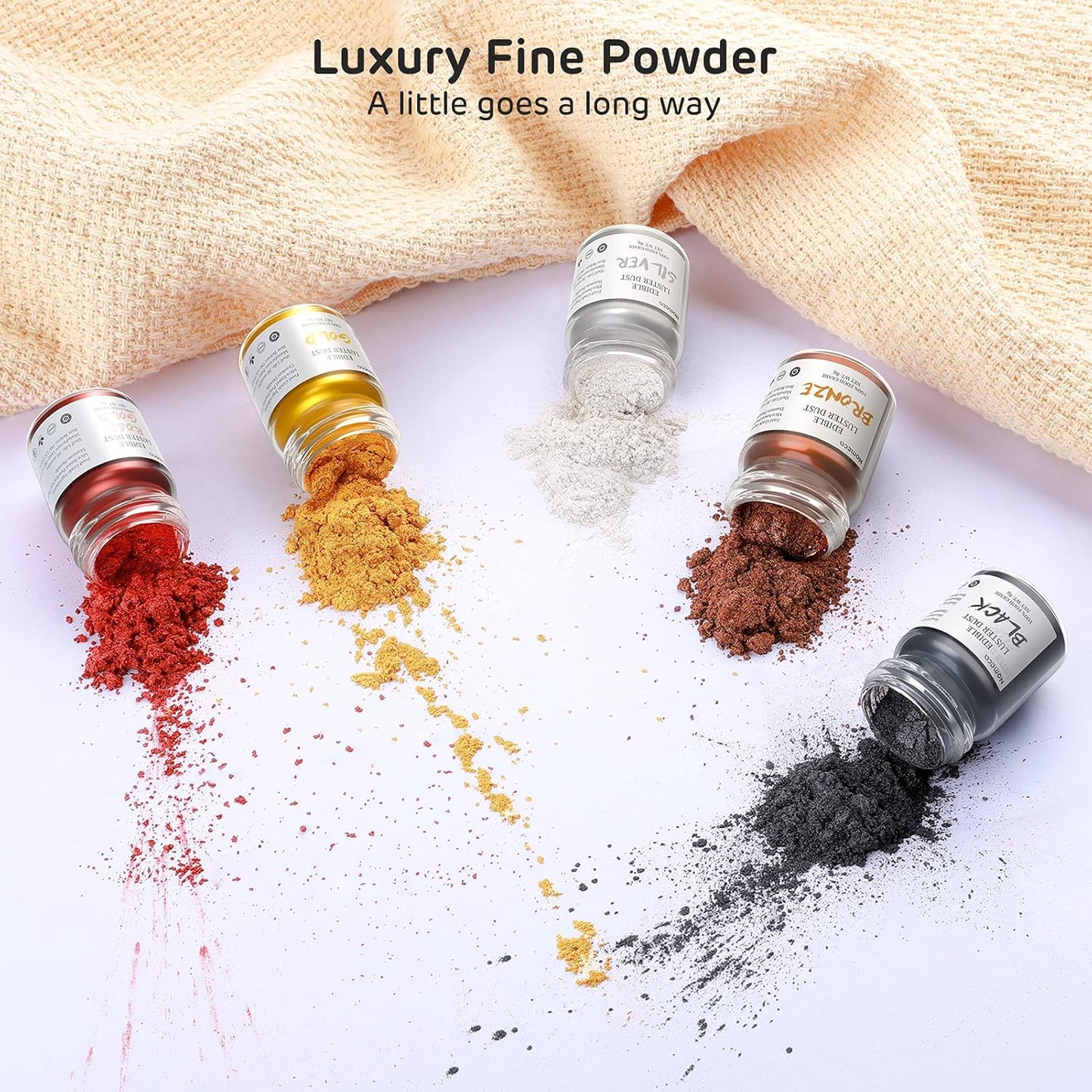 Nomeca Edible Luster Dust, 8 Grams Food Grade Cake Dust Metallic Shimmer Christmas Food Coloring Powder for Cake Decorating, Baking, Fondant, Gumpaste, Chocolate, Candy, Drinks, Cookies - Black