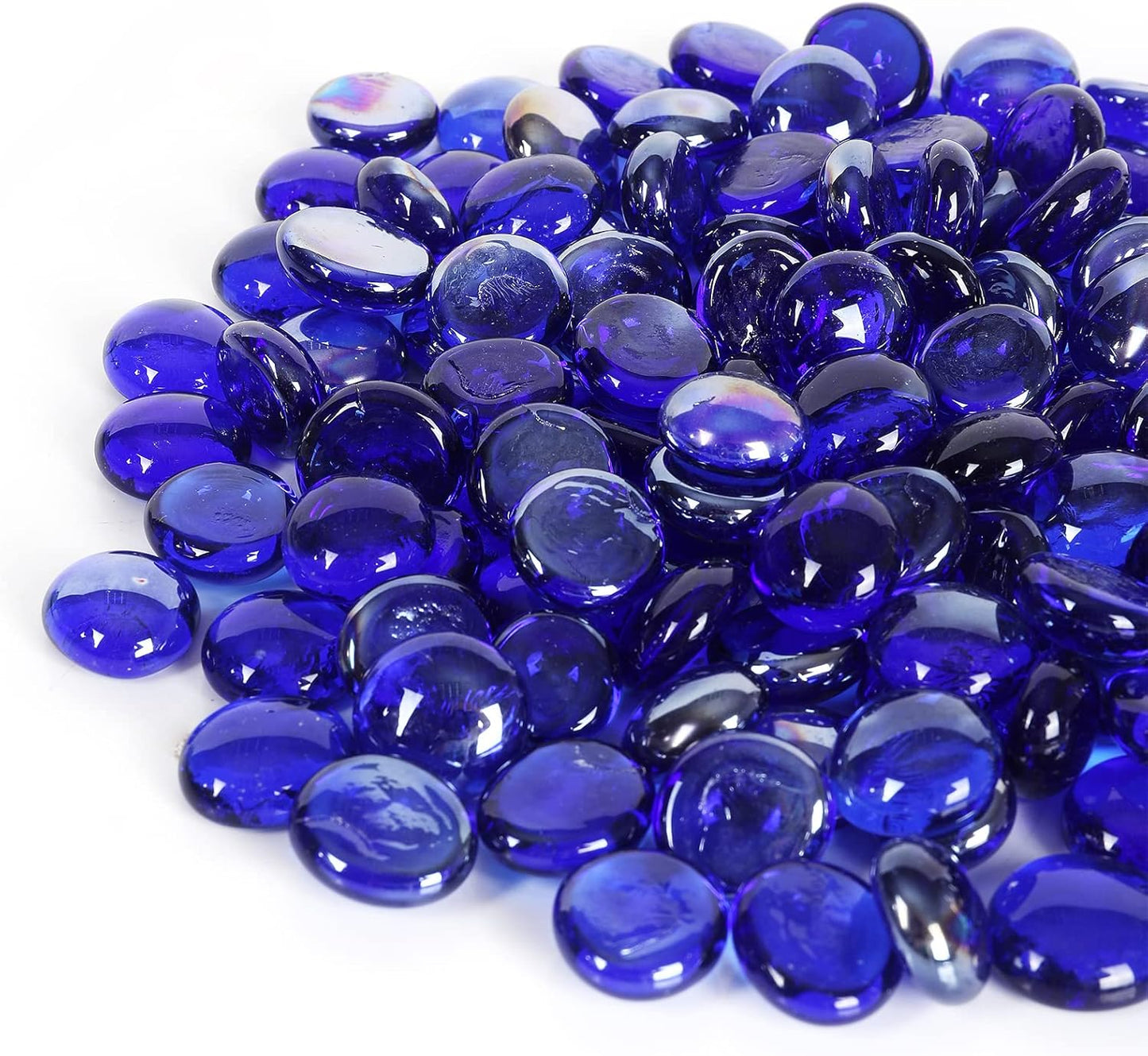 11LB Fire Glass Beads and Marbles for Outdoor Fire Pit and Fireplace, Glass Gemstones for Vase Filler, Aquariums, Hydroponics Plants, Home Decor and DIY Craft, Cobalt
