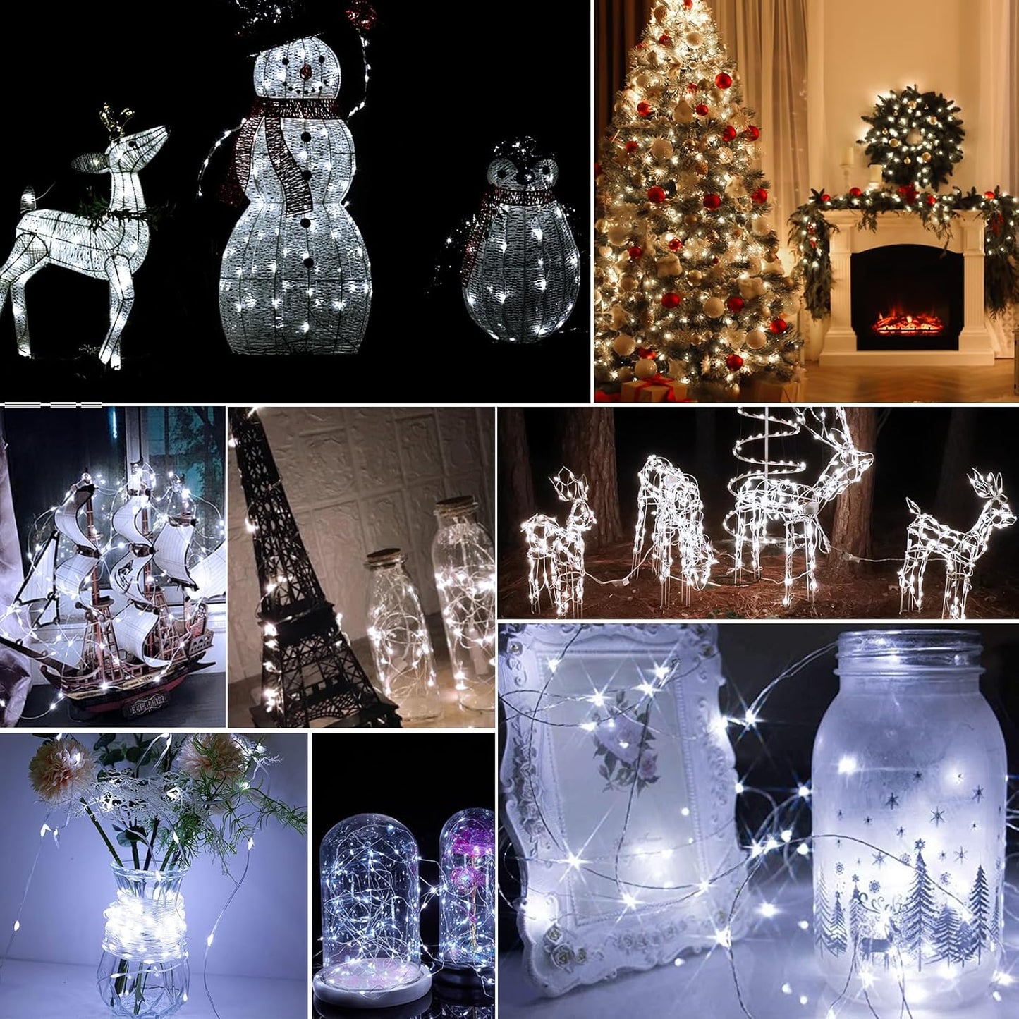 pozzolanas 50 Pack White Battery Operated String Lights - 7ft Waterproof Fairy Lights with 20 LEDs for Home, Mason Jar, Party, Wedding, Halloween, Christmas Decorations