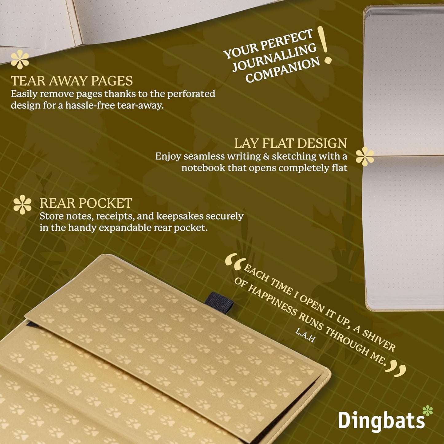 Dingbats A5 Wildlife Notebook Journal Hardcover, Cream 100gsm Ink-Proof Paper, 6.1 x 8.5 inches, 192 pages (Cream Wolf, Lined)