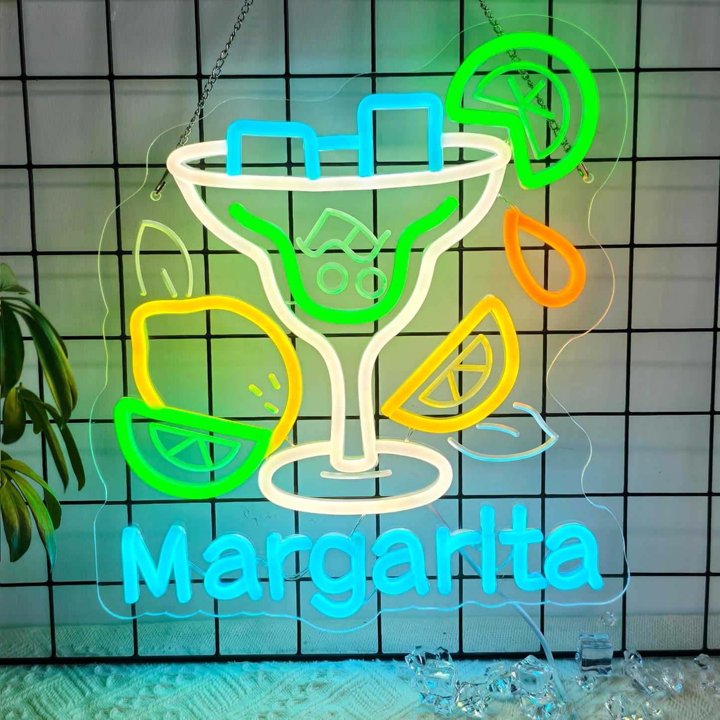 CNBEYOUNG Margarita Neon Sign, Neon Lights Hanging Wall Art Decoration for Restaurants Shop Cocktail Bar Kitchen Party Home Decor, USB - Driven, Super Bright & Adjustable,14.17x 12.6inches