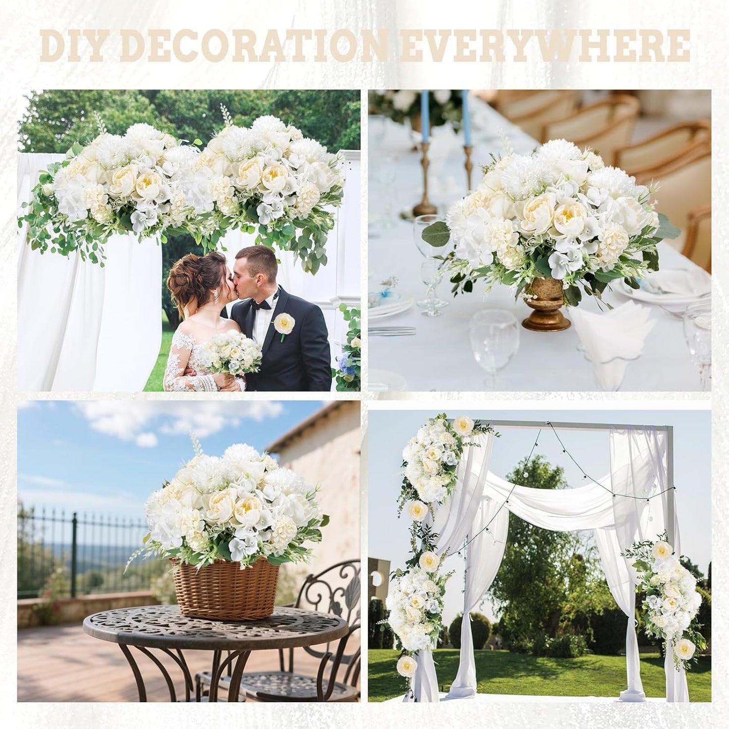 12 Packs Peonies Artificial Flowers,Silk Artificial Peonies Flowers Fake Peony Faux Floral Arrangements Bouquet for Centerpiece Table Wedding Party Home Decor White