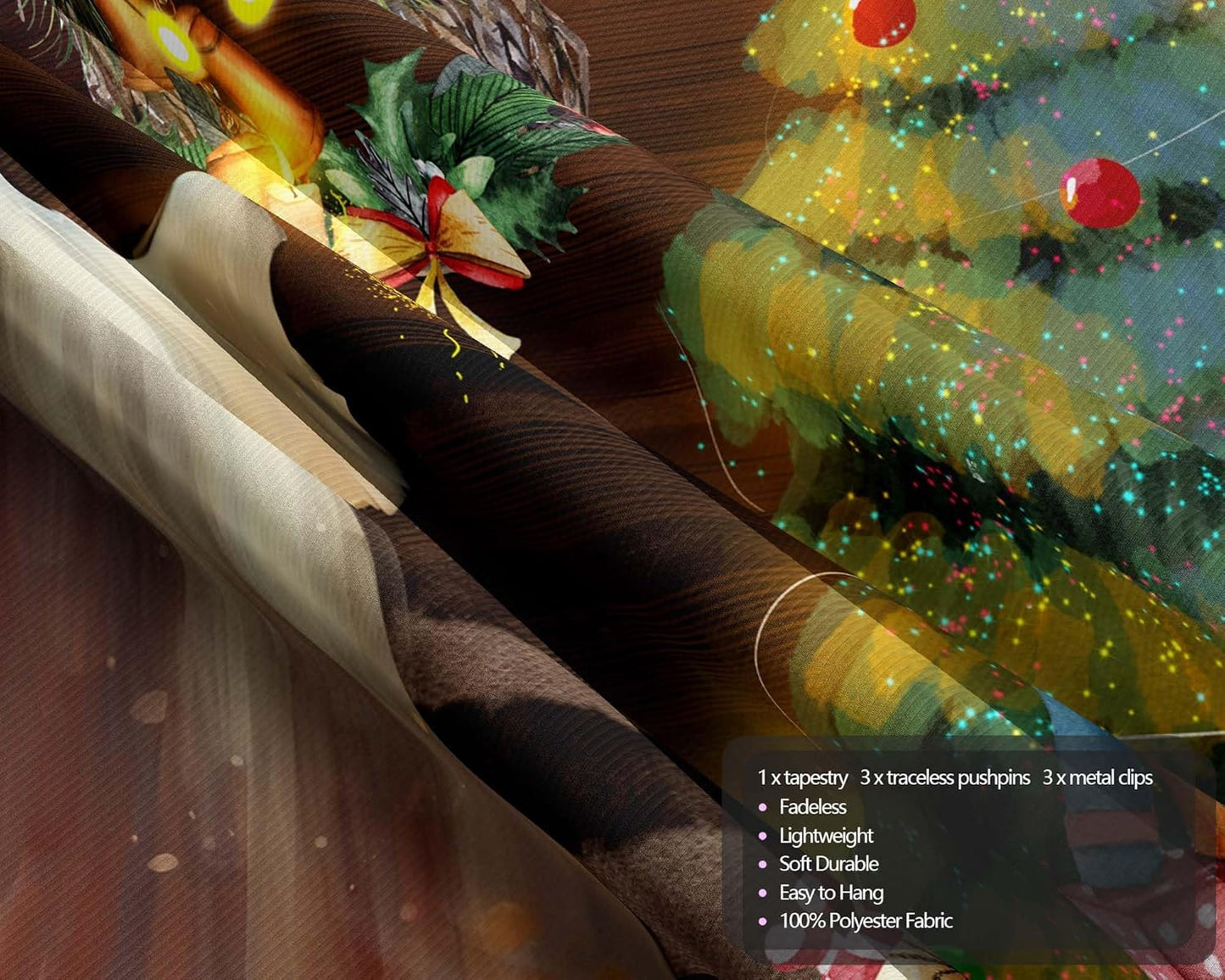 QGHOT Christmas Tapestry Wall Hanging Christmas Tree Backdrop Cute Ghost Wall Decor Xmas Holiday Tapestries for Kids Bedroom Living Room Dorm Party Decoration