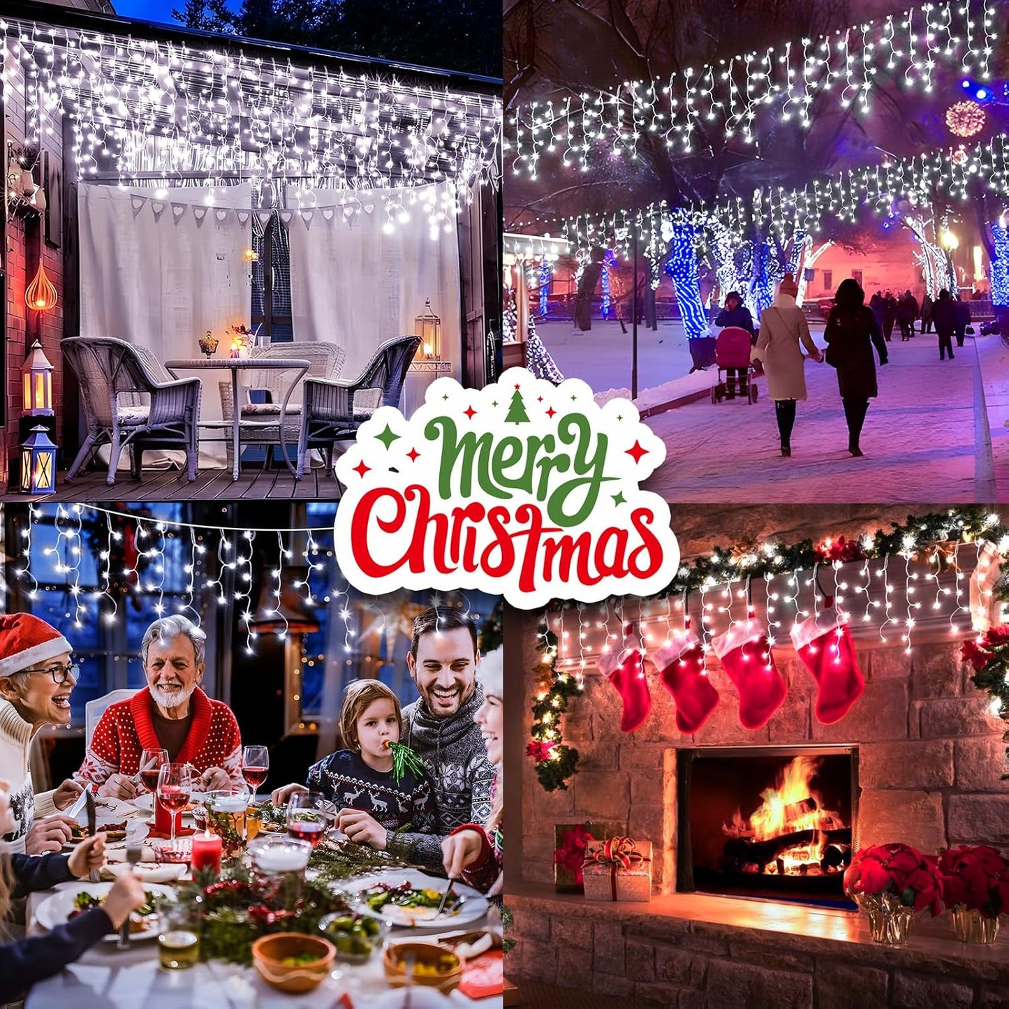 KNONEW 99ft 960 LED Christmas Lights Outdoor Decorations with 180 Drops, 8 Modes Curtain Fairy Light, Clear Wire LED String Light Indoor Decor for Wedding Party Christmas(Cool White)