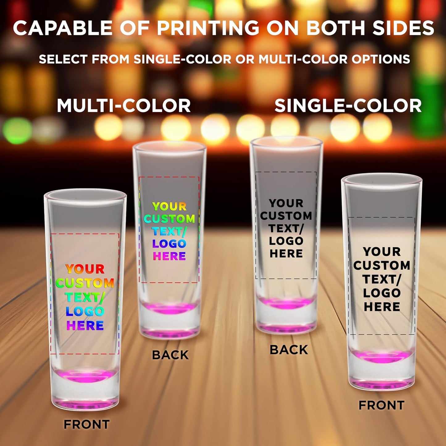 Custom Cordial Shooter Shot Glasses 2 oz. Set of 10, Personalized Bulk Pack - Great for Birthdays, Parties, Indoor & Outdoor Events - Pink