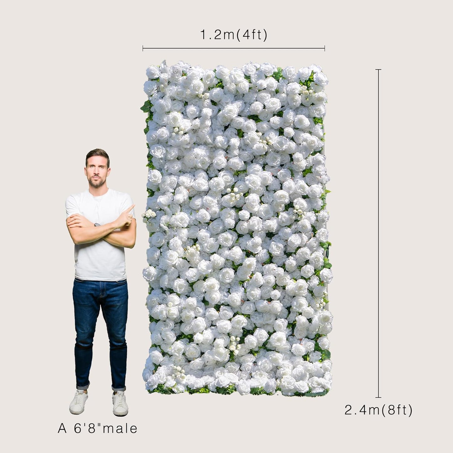 Artificial Flower Wall Panels, Gorgeous 5D Silk Luxury Floral Backdrop Decor for Wedding Celebrations, Festive Party and Home Decorating, Quick Assembly and Storage, 4ft*8ft