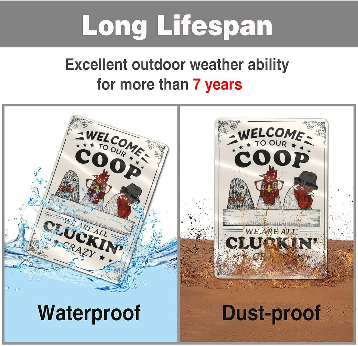 Funny Chicken Coop Sign - "Welcome to Our Coop" Rustic Farmhouse Chicken Decor for Coop or Home, 12" x 8" Metal Tin Sign