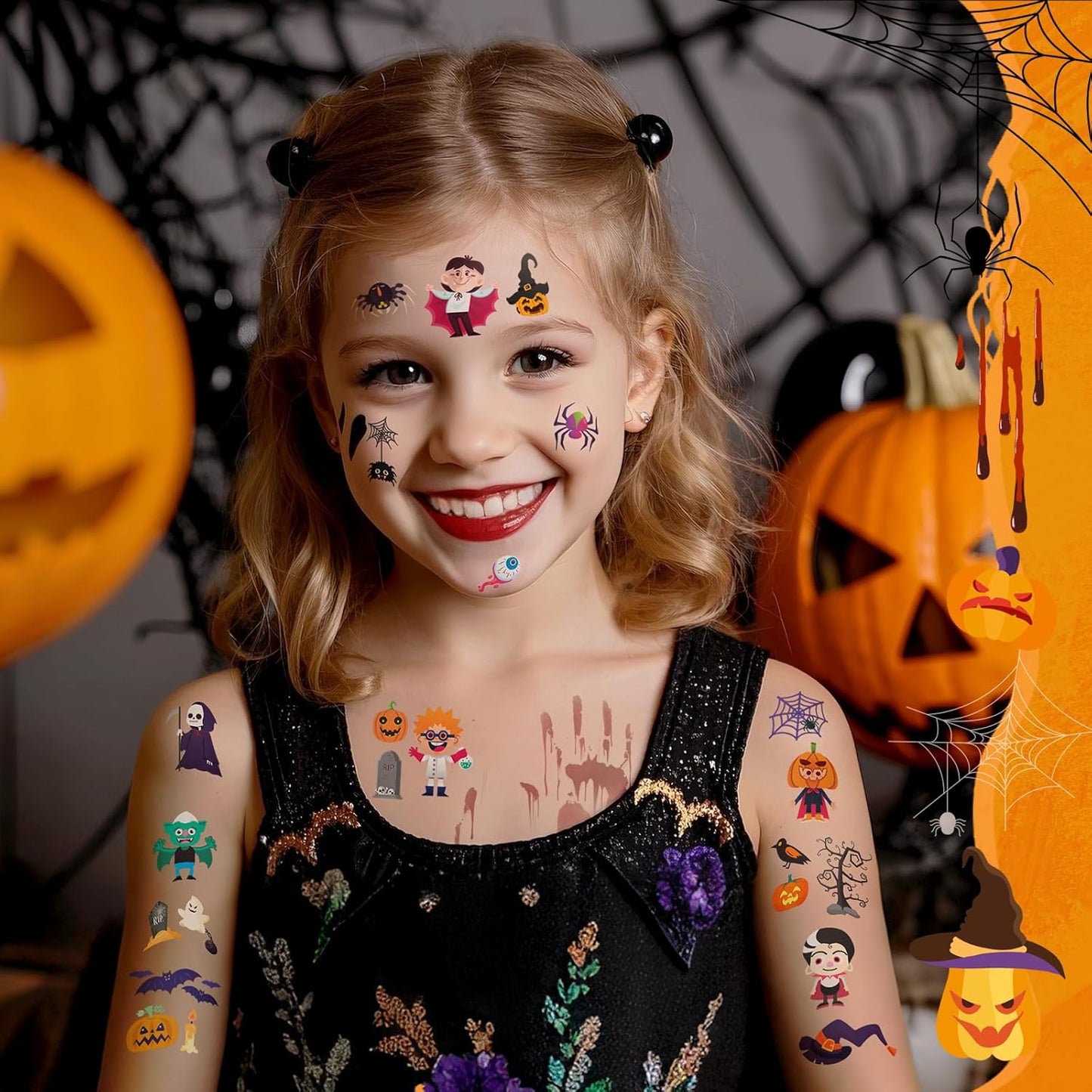 Halloween Temporary Tattoo for Kids - 260+ Unique Halloween Trick or Treat Tattoos Stickers for Boys and Girls Holiday Party Supplies Favors Halloween Goodie Bag Fillers 20 Sheets