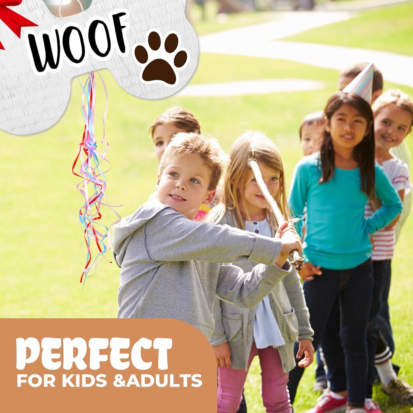 Pull String Dog Bone Pinatas (16.5 x 12 x 4 Inches), Puppy Pinatas for Dog Birthday Decoration