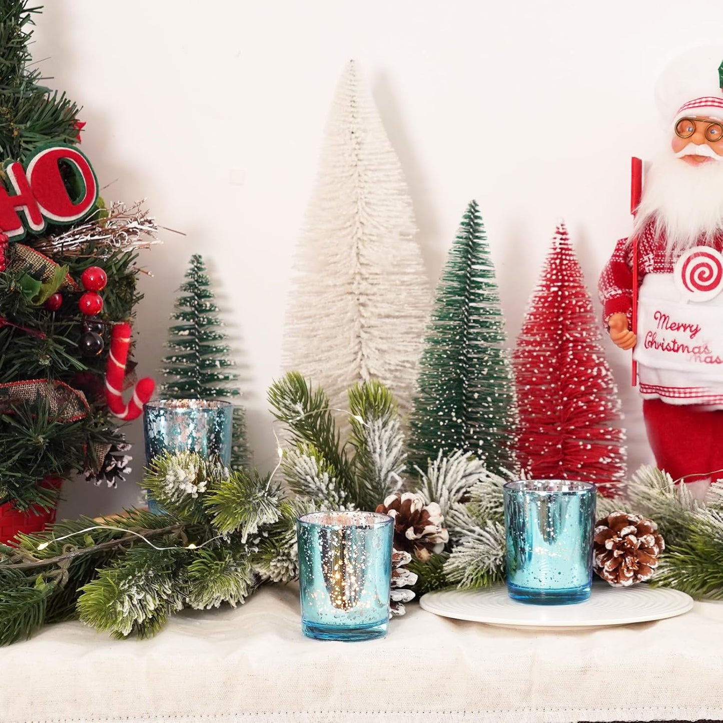 Homemory 24 Pcs Blue Votive Candle Holders, Mercury Glass Candle Holder, Tealight Candle Holders for Table Centerpieces, Baby Shower, Party, Anniversary, Wedding, Home Decor, Halloween, Christmas