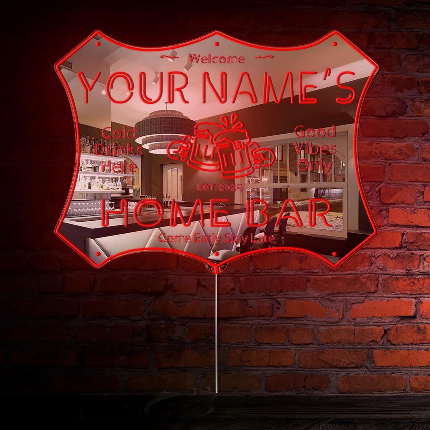 ADVPRO Personalized Your Name Home Bar RGB Dynamic Glam LED Sign - Cut-to-Edge Shape - Smart 3D Decoration - Multicolor Signage st06s43-fnd-p11d-tm-c