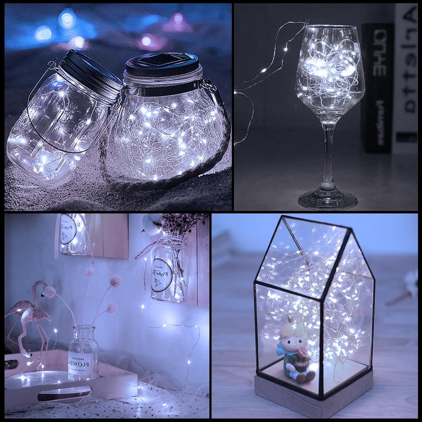 12 Pack Led Fairy Lights - White, Battery Operated LED Silver Wire String Lights, 7FT 20LED Mini Firefly Starry String Lights Waterproof Led Twinkle Lights for Mason Jar DIY Christmas Decor