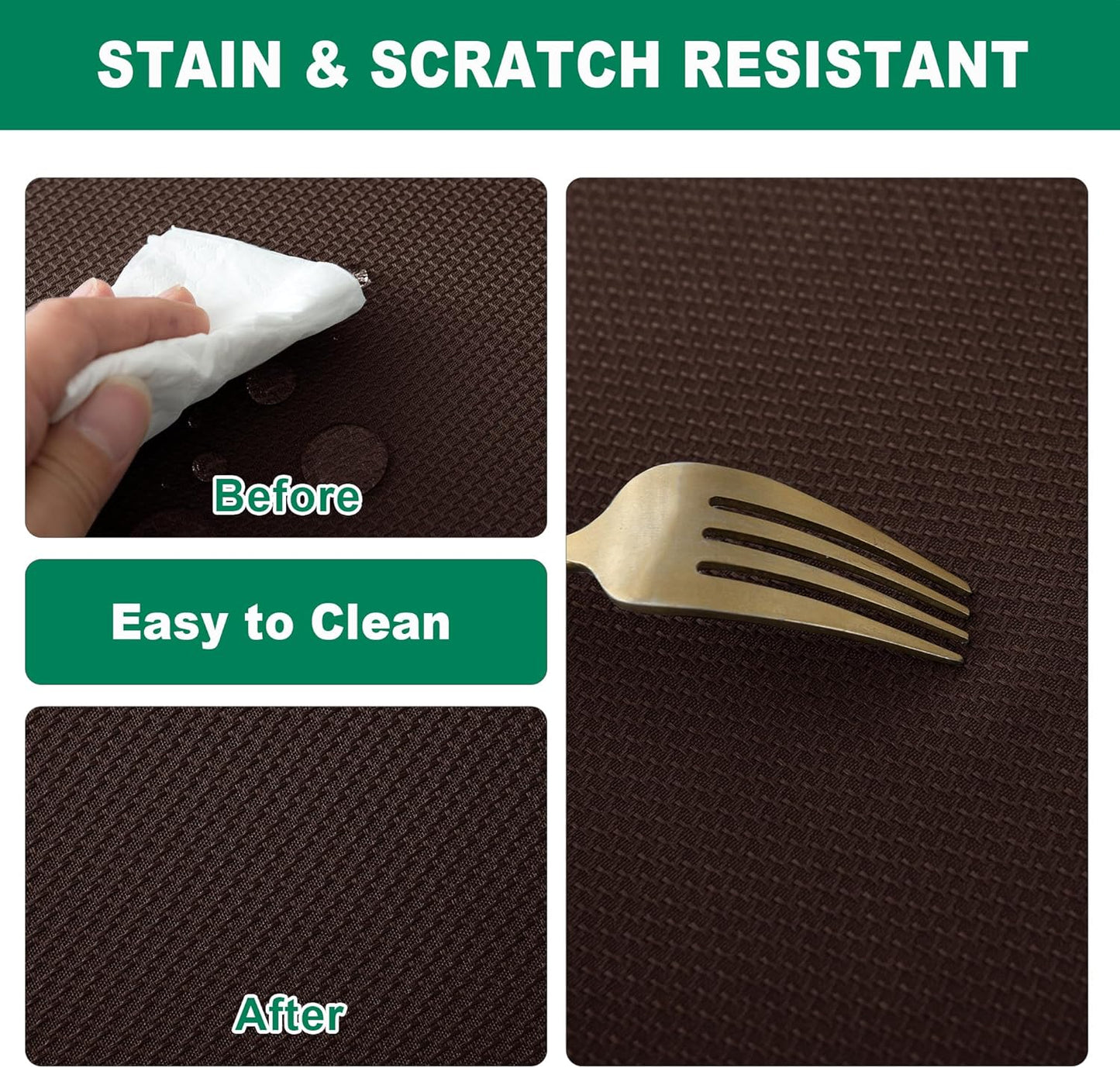 Biscaynebay Textured Fabric Square Tablecloth 90x90 Inch, Brown Water Resistant Card Table Cloth Folding Table Cover for Dining, Kitchen, Wedding and Parties etc. Machine Washable