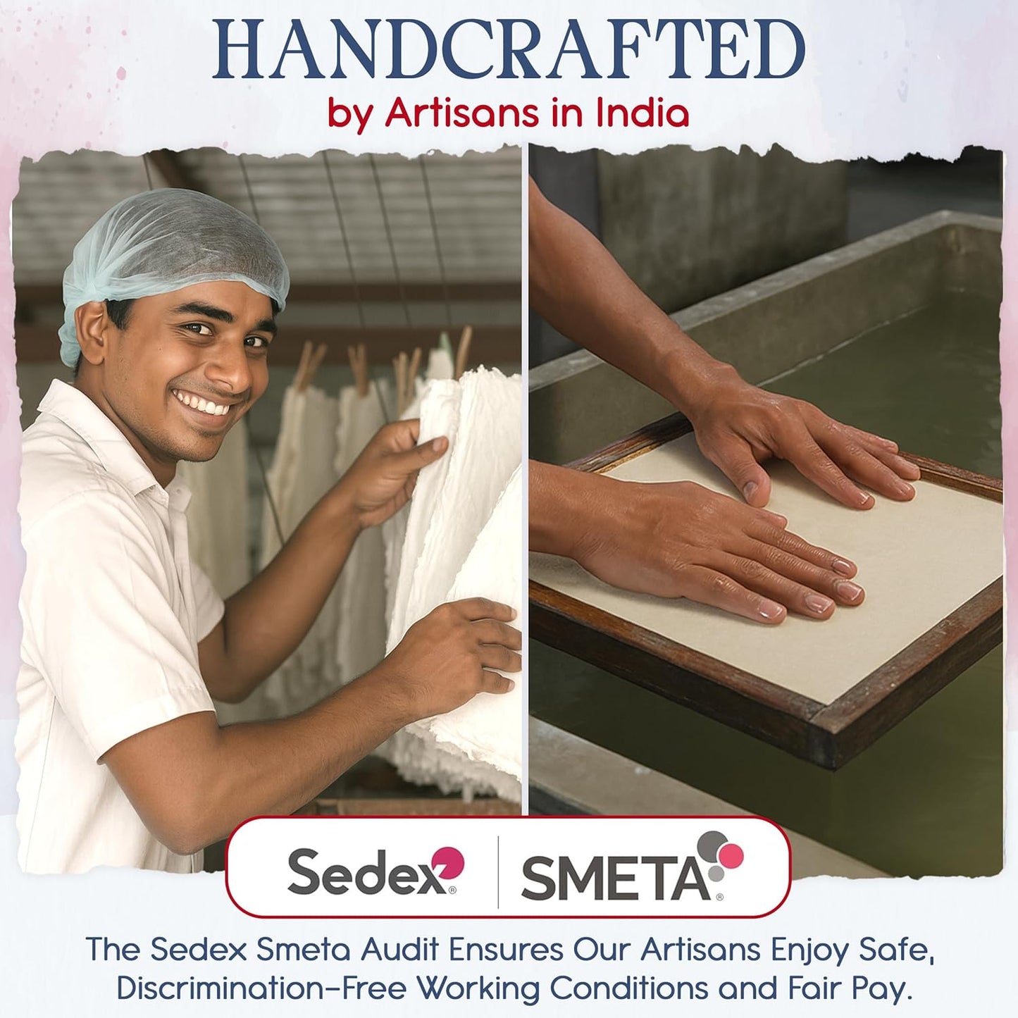 Wanderings Handmade Antique Deckle Edge Blank Cards - 4"x6" Package of 50 - Mixed Media Cards for Announcements Invitations Crafts - Thick Deckled Edge Paper 150 GSM Recycled Paper