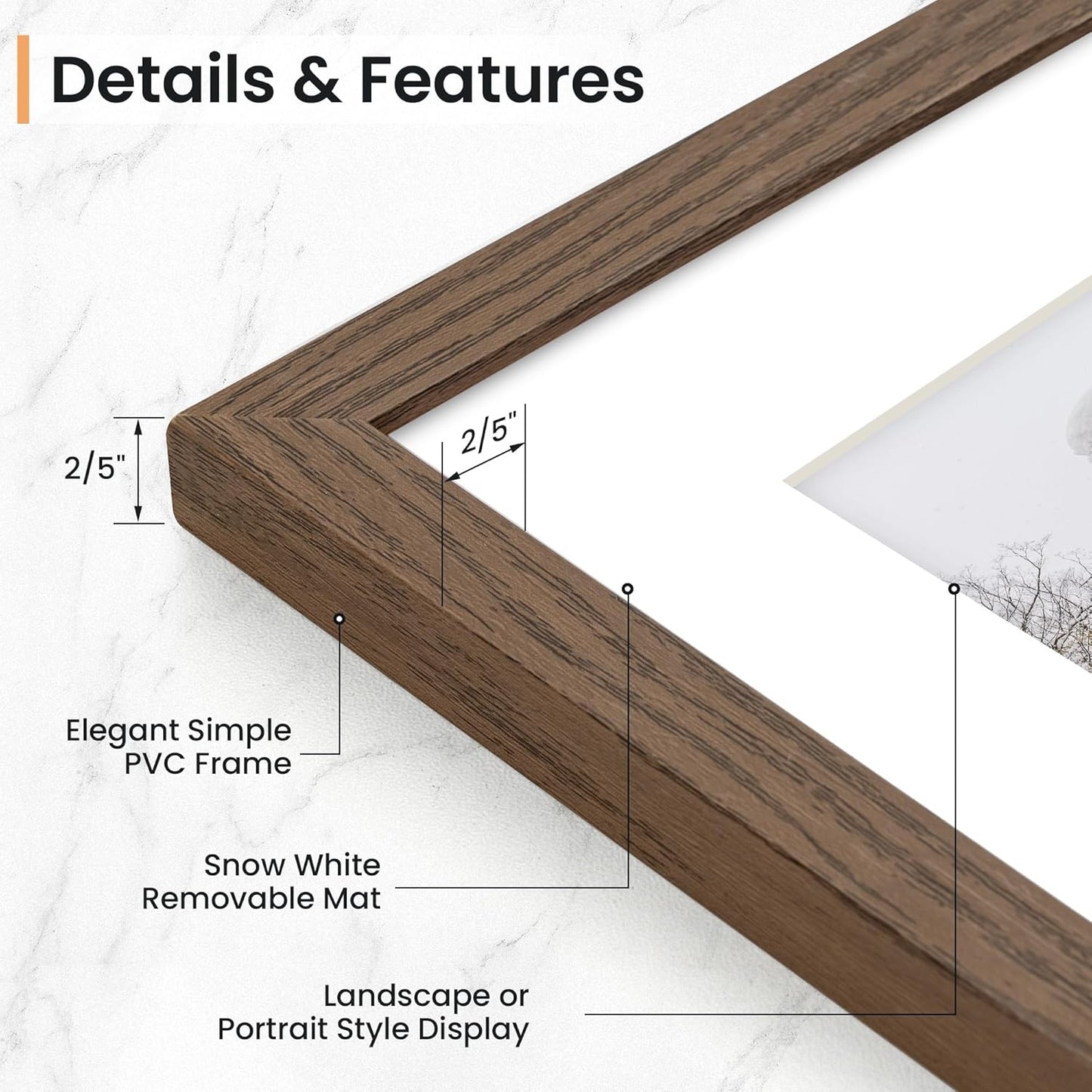 5x7 inch Picture Frame, 5x7 Photo Frames with 4x6 Removable Mat - High Definition Plexiglass - Vertical and Horizontal Display - Wall Hanging Frame - Walnut Color, 12 Pack