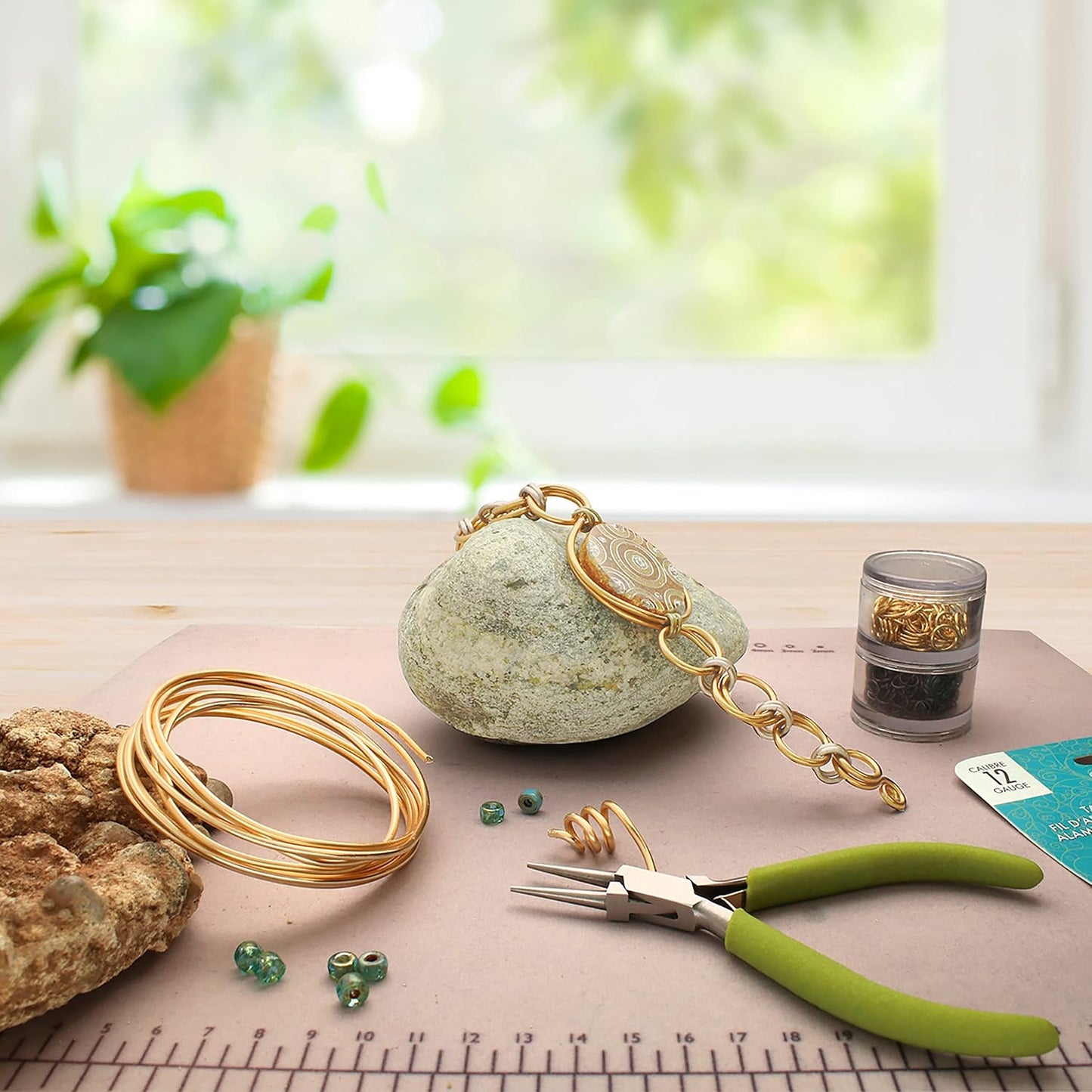 The Beadsmith Wire Elements Craft Wire – Tarnish Resistant, Soft Temper, Round, Gold Color – 2.0mm, 12 Gauge, 5 Foot Spool – Jewelry Making, Wire Wrapping, Floral, & Other DIY Crafts