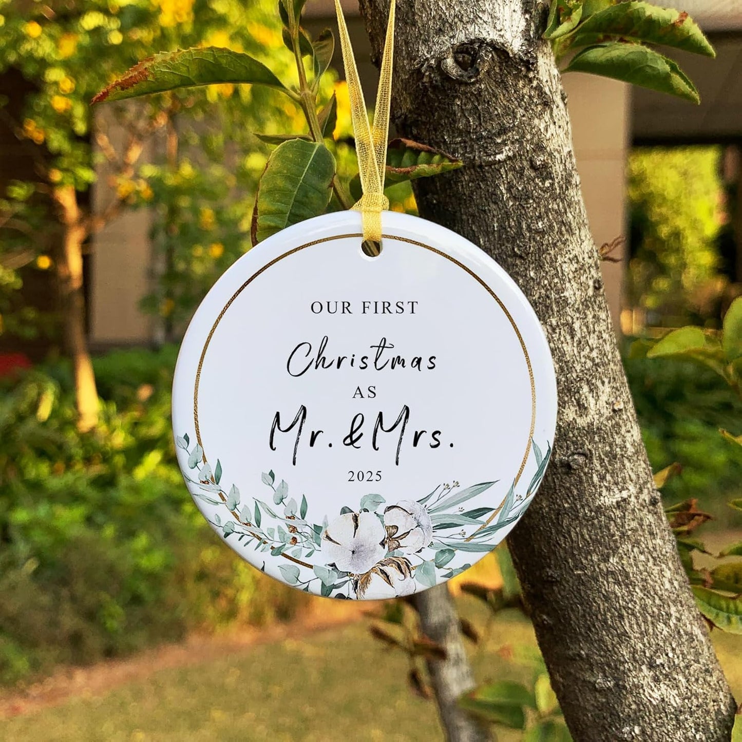 2025 First Christmas Married Ornament,First Year as Mr and Mrs Christmas Hanging Ornament Wedding Decoration for Couple